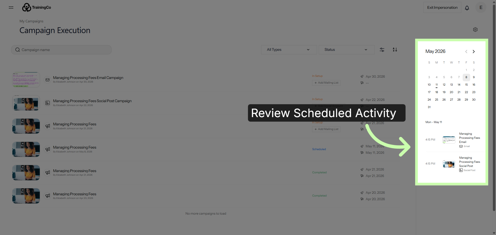 View Scheduled Campaign