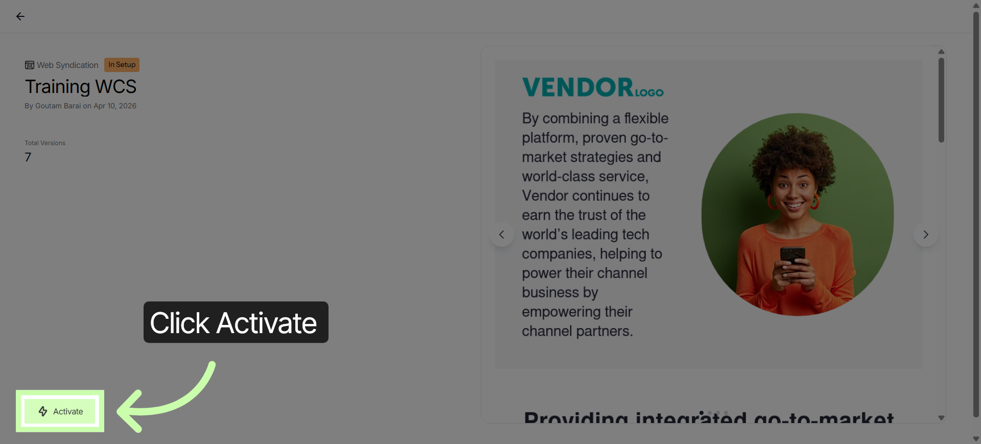 Activate Web Syndication