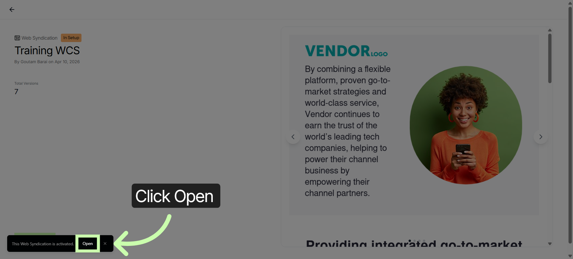 Open Syndication Settings