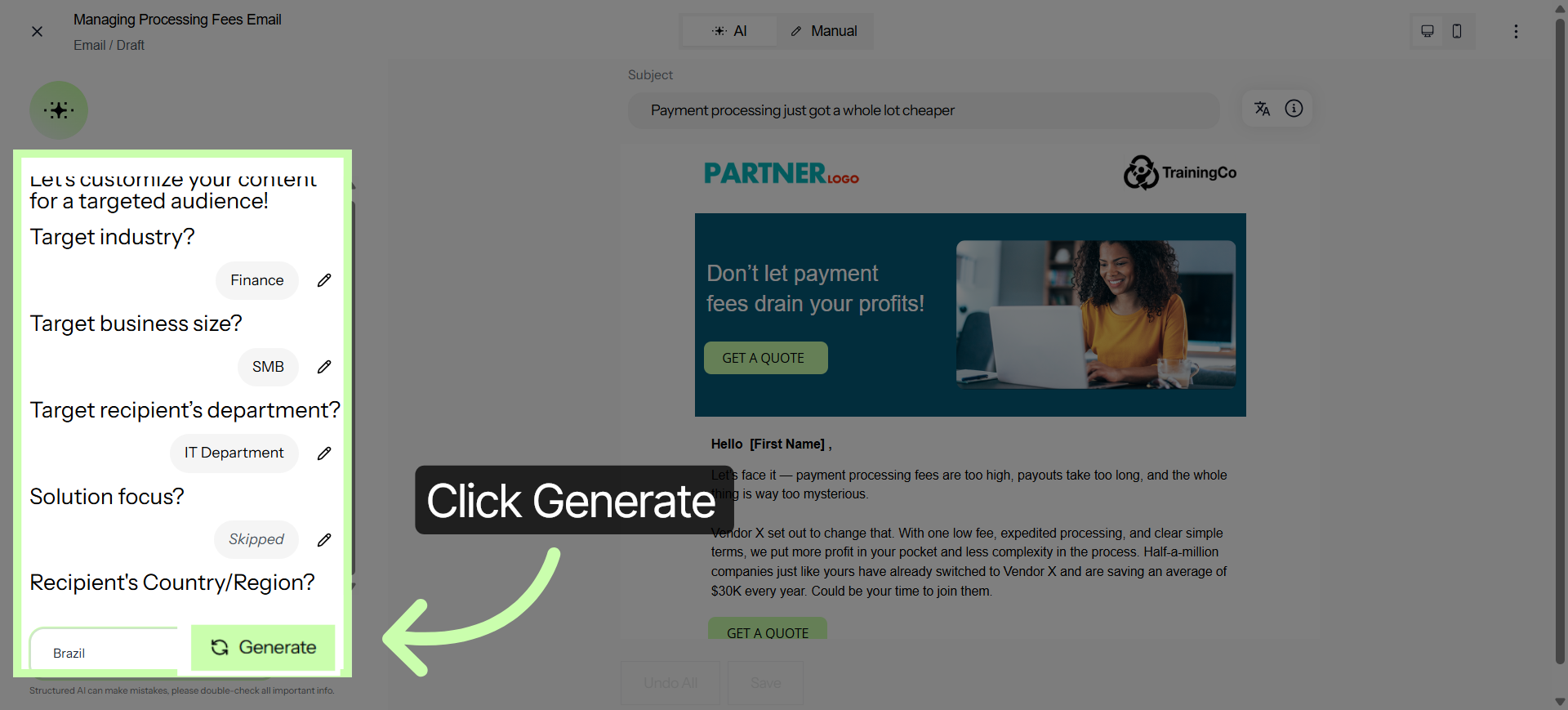 Click Generate