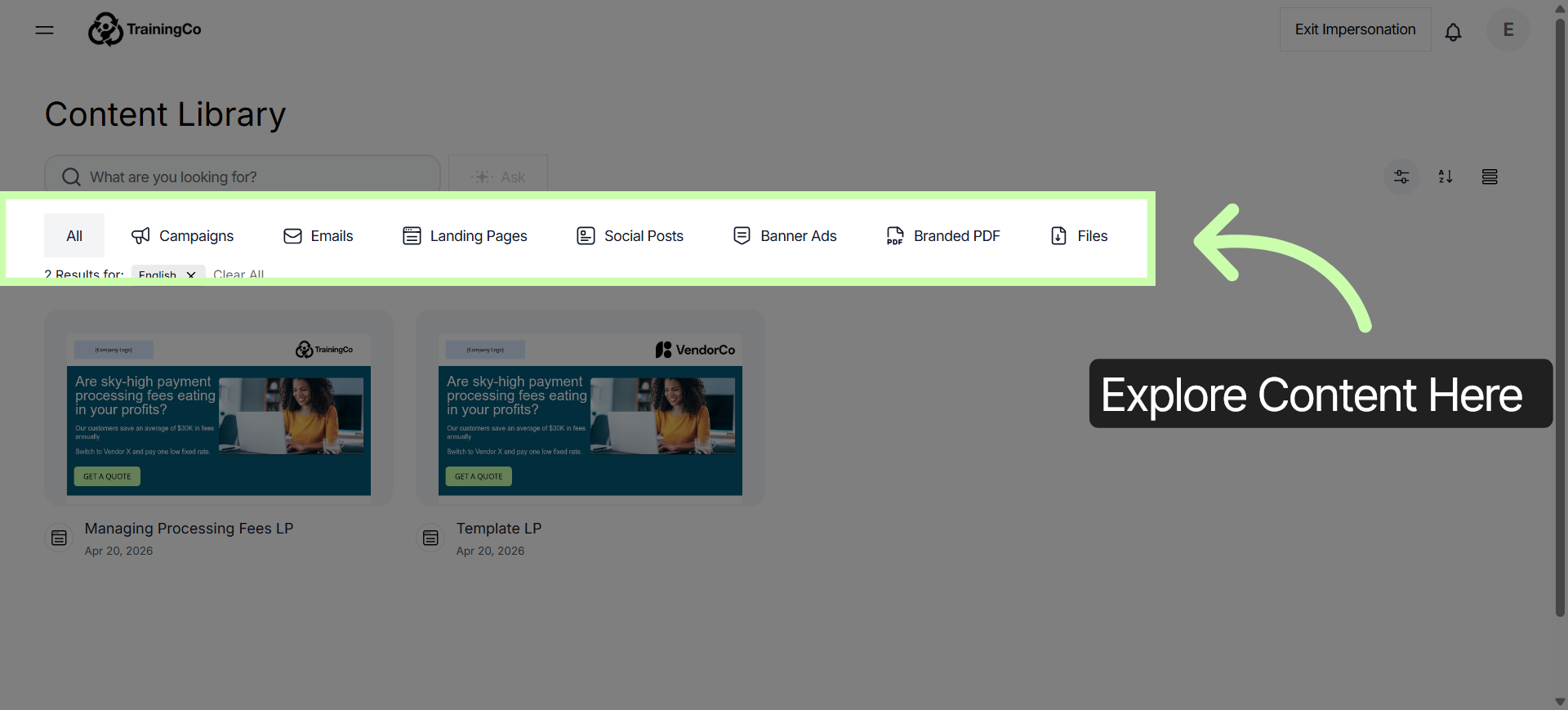 View Content Library Items