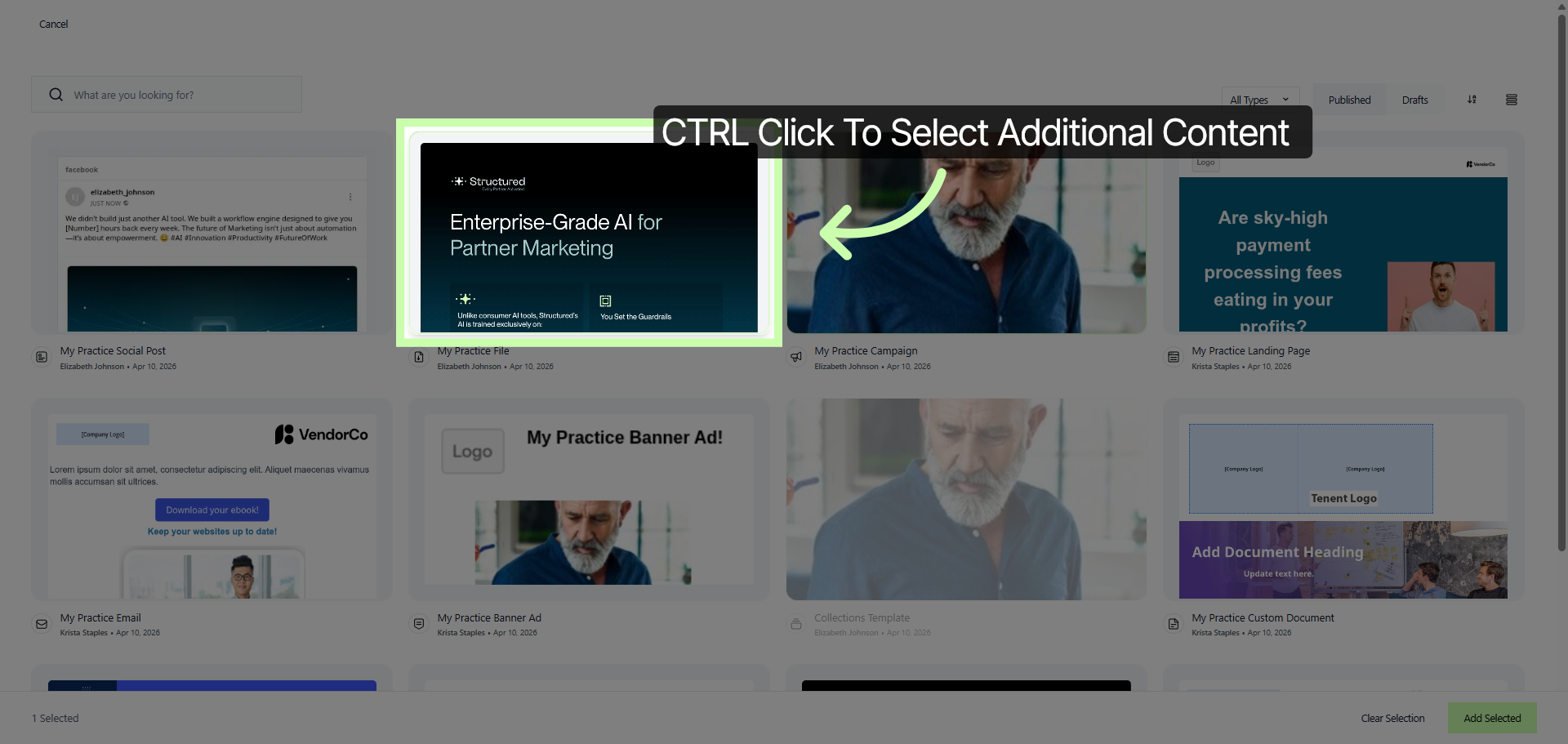 Select Additional Content