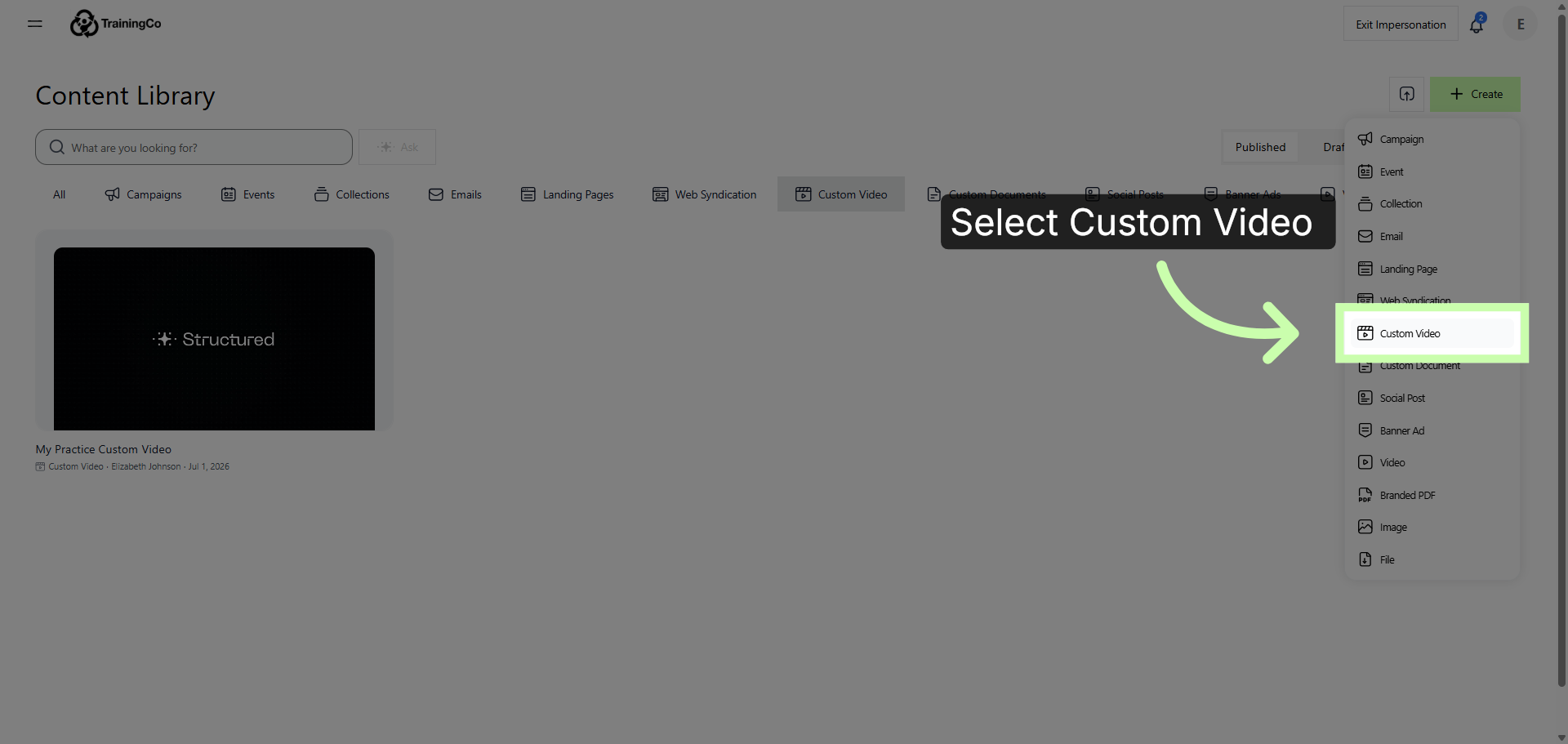 Select Custom Video