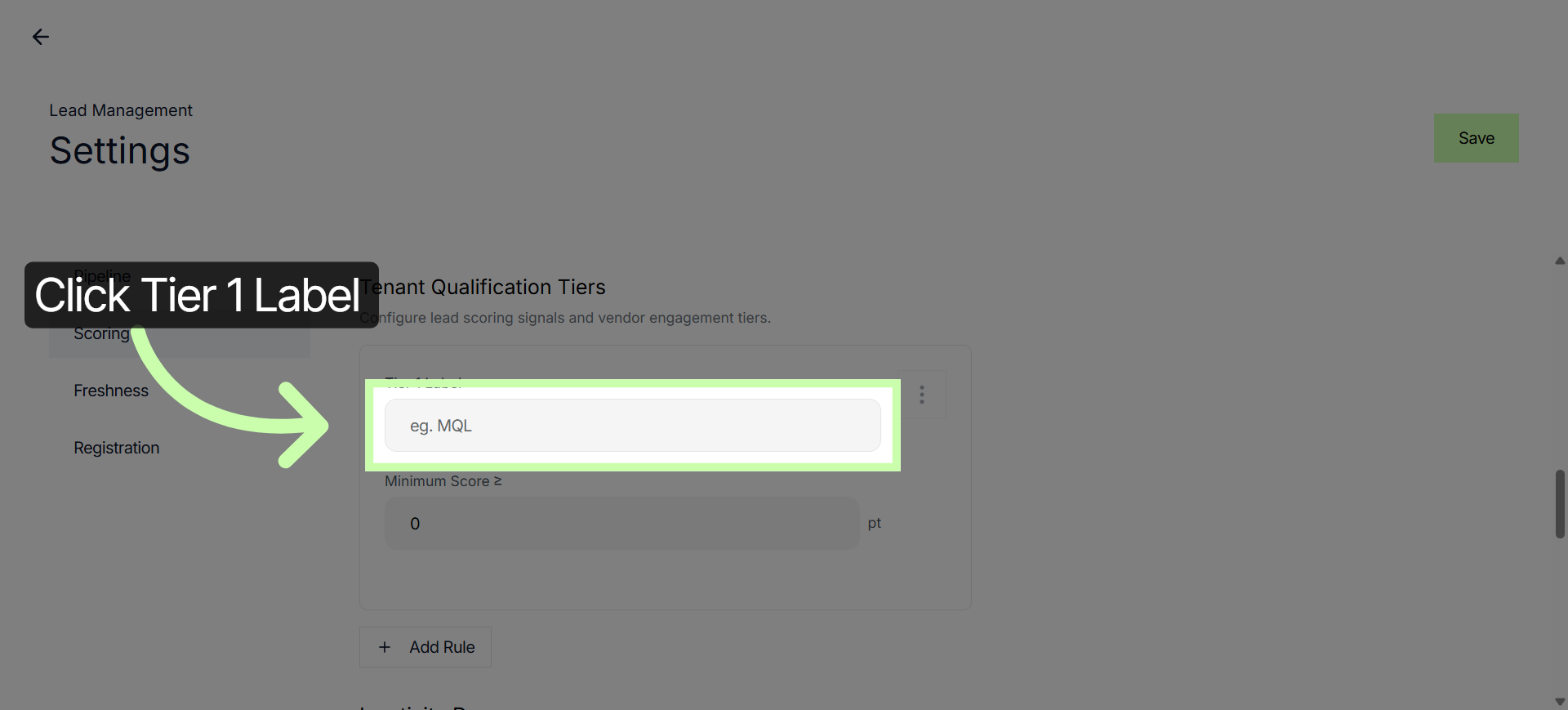 Select Tier 1 Label Field