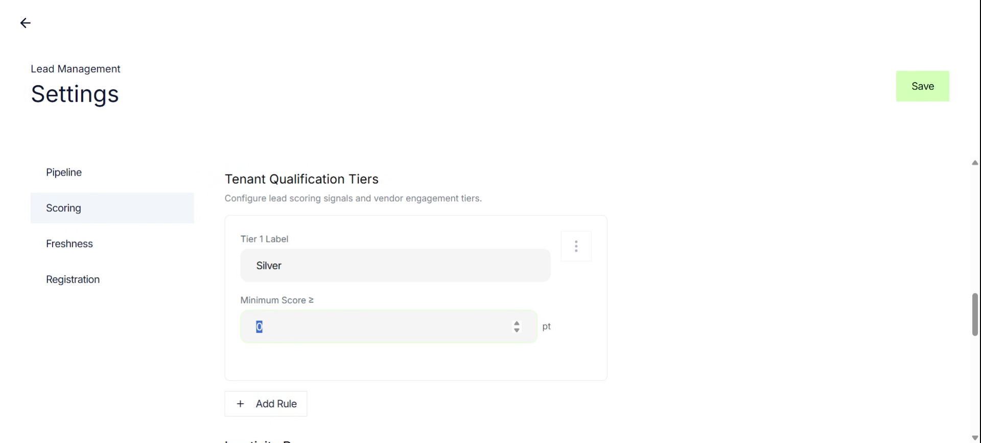 Set Minimum Score Value