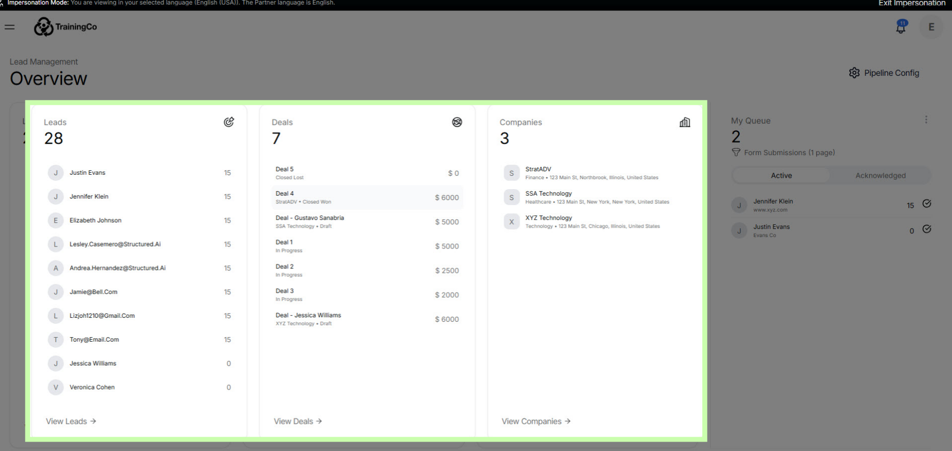 Lead Management Workspace