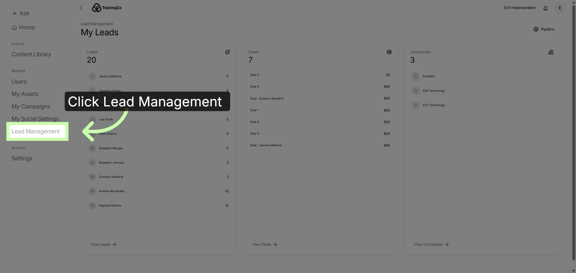 Click Lead Management
