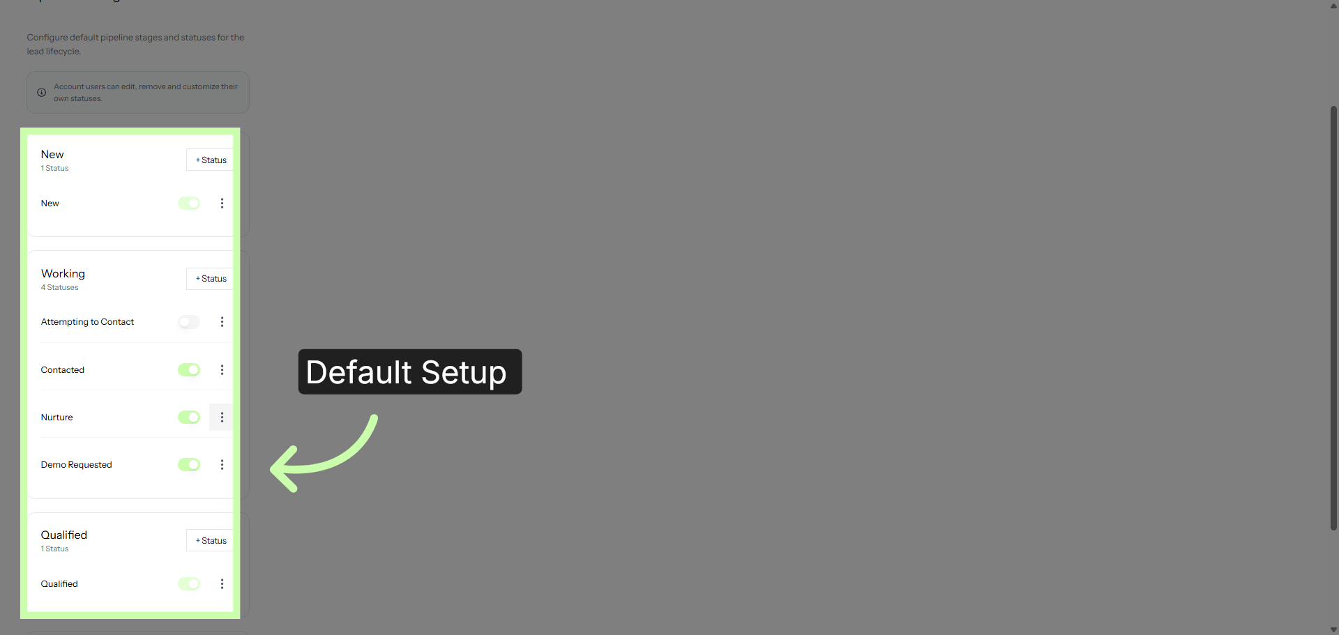 Review Default Setup