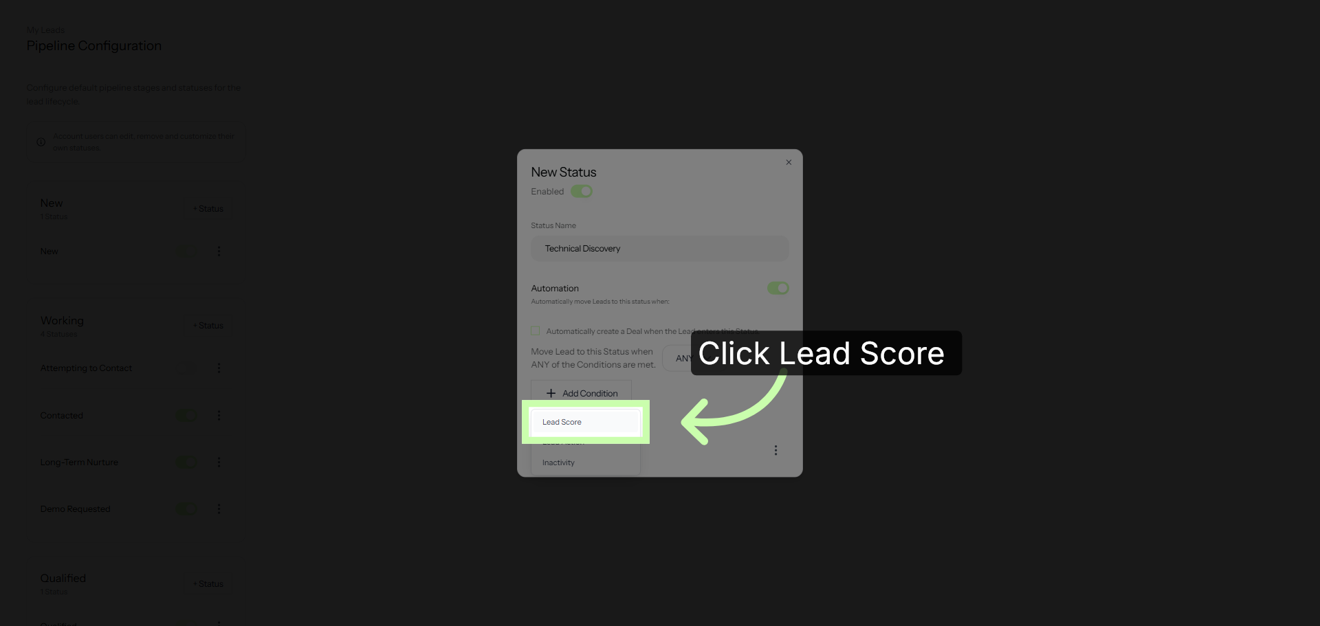 Access Lead Score Settings