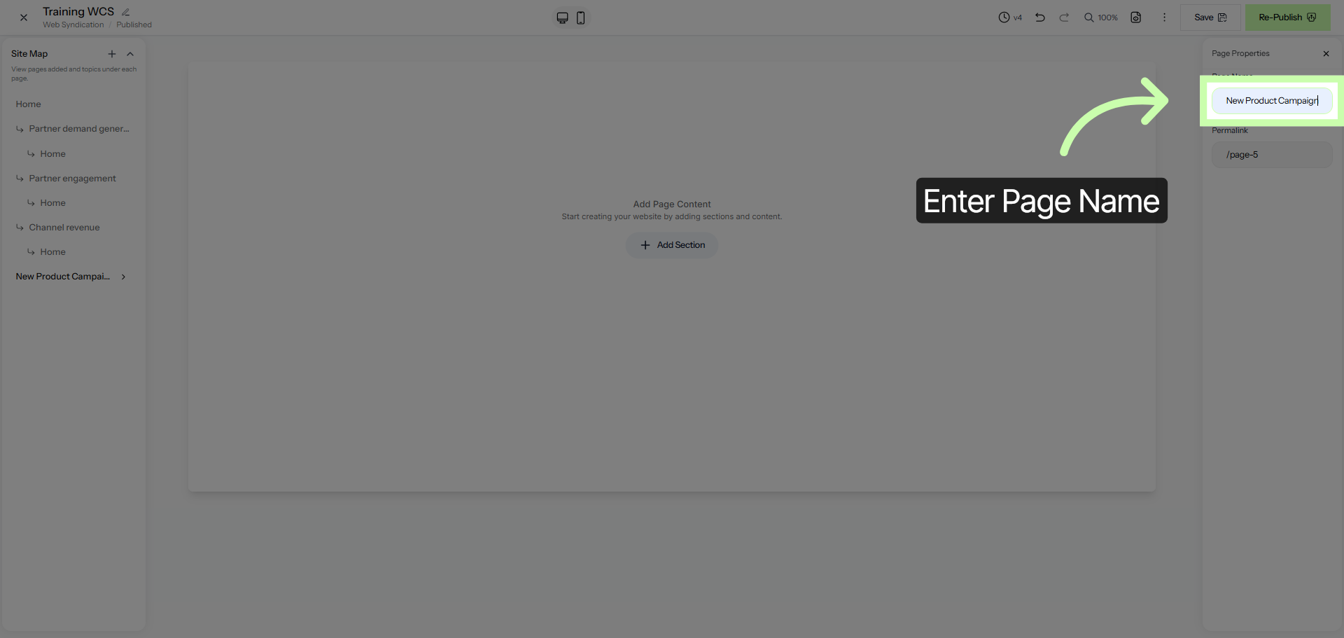 Enter Page Name