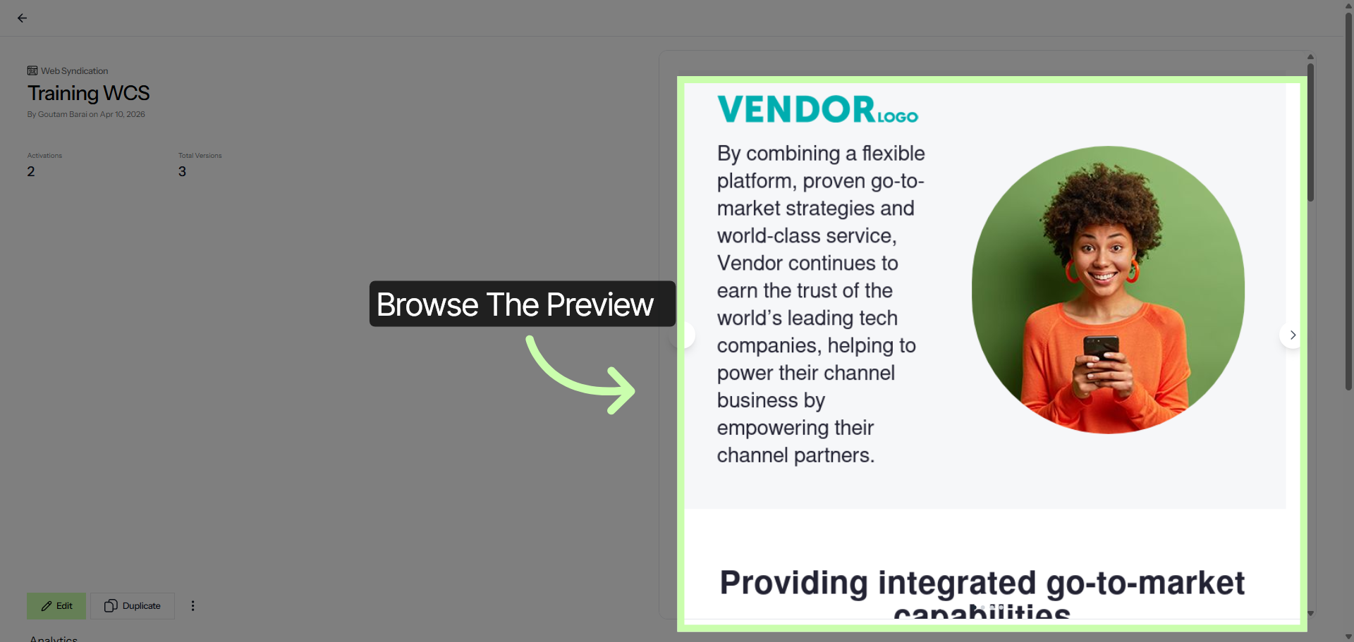 Preview Web Syndication Content