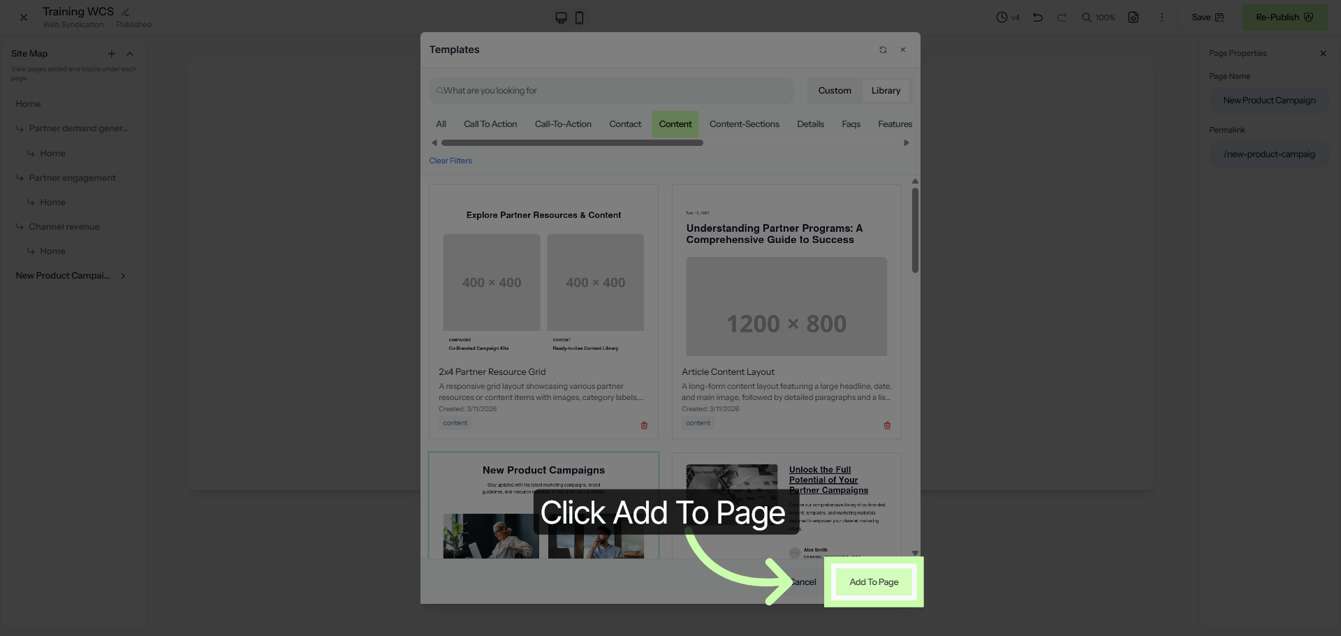 Add Content To Page