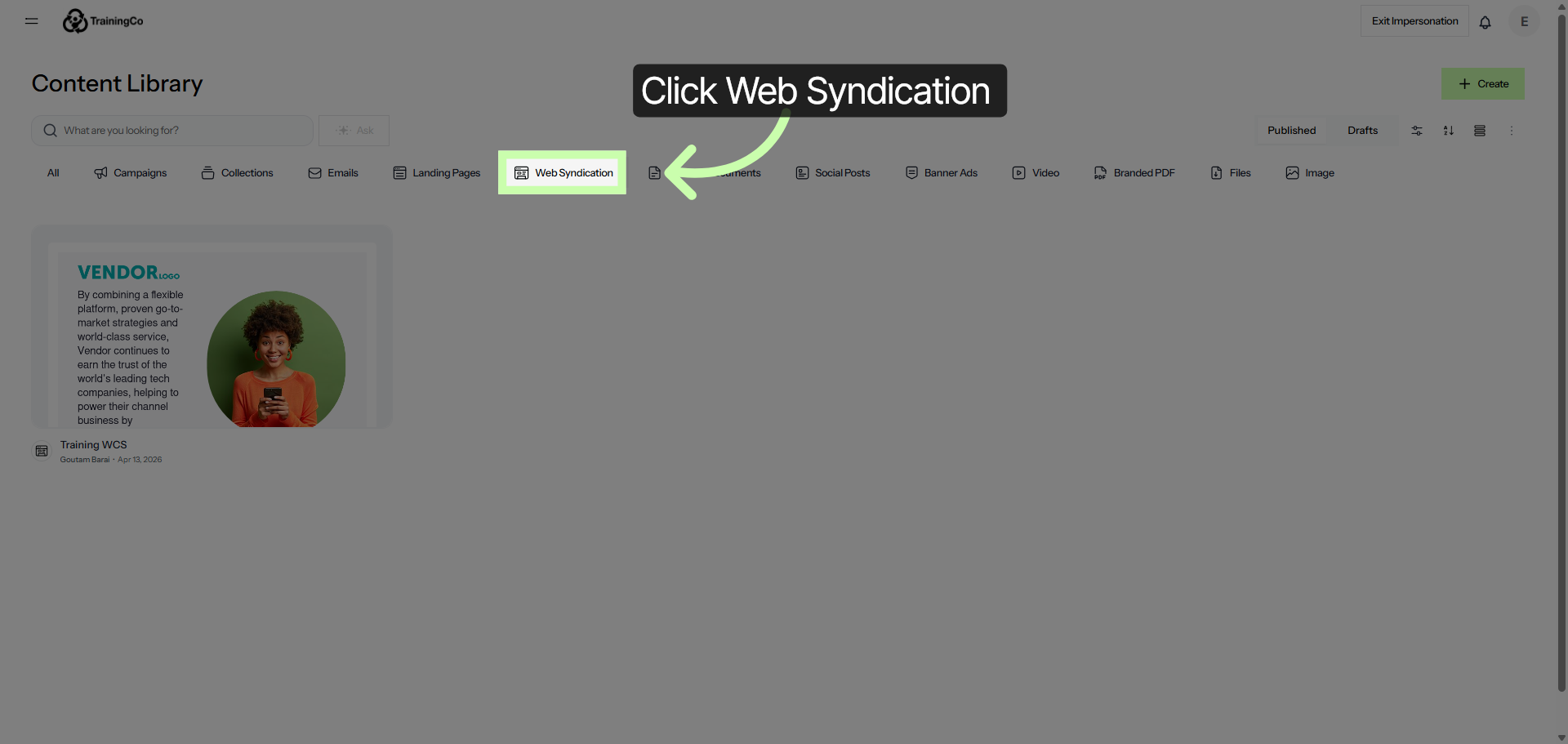 Navigate to Web Syndication