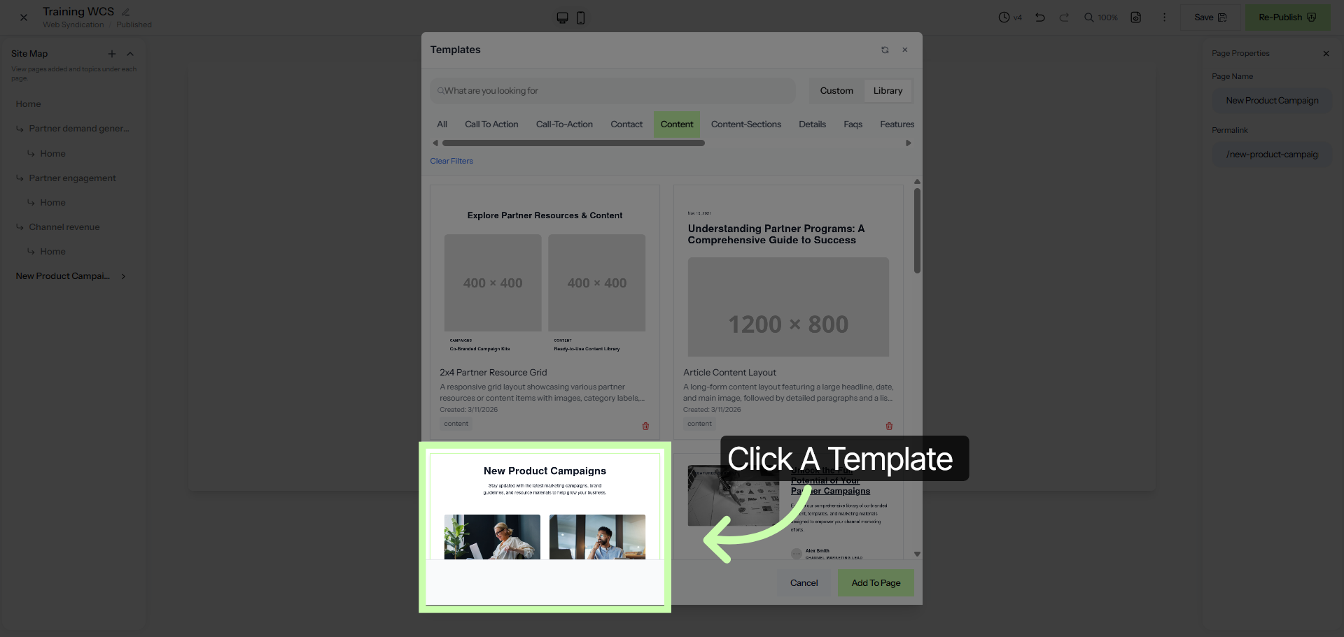 Select Content Section
