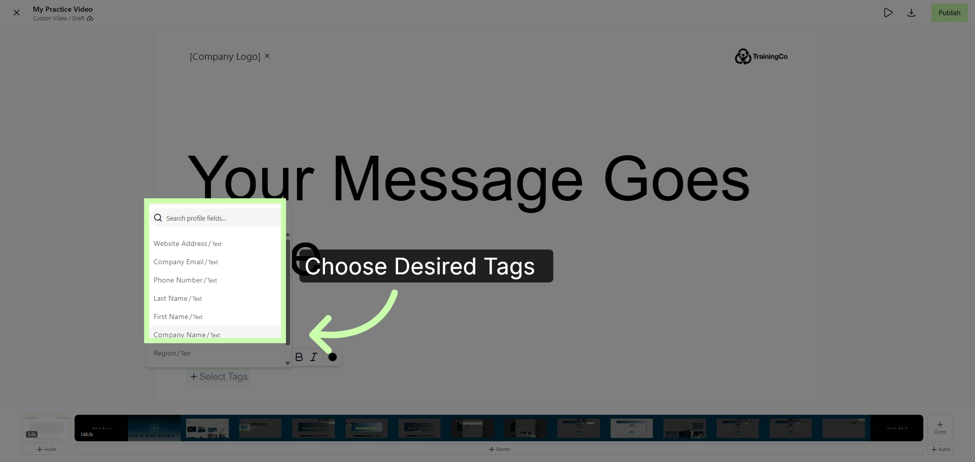 Choose your Desired Tags