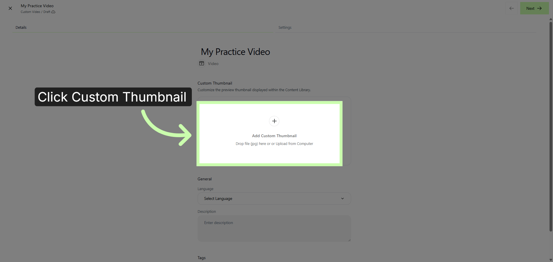 Customize Video Thumbnail