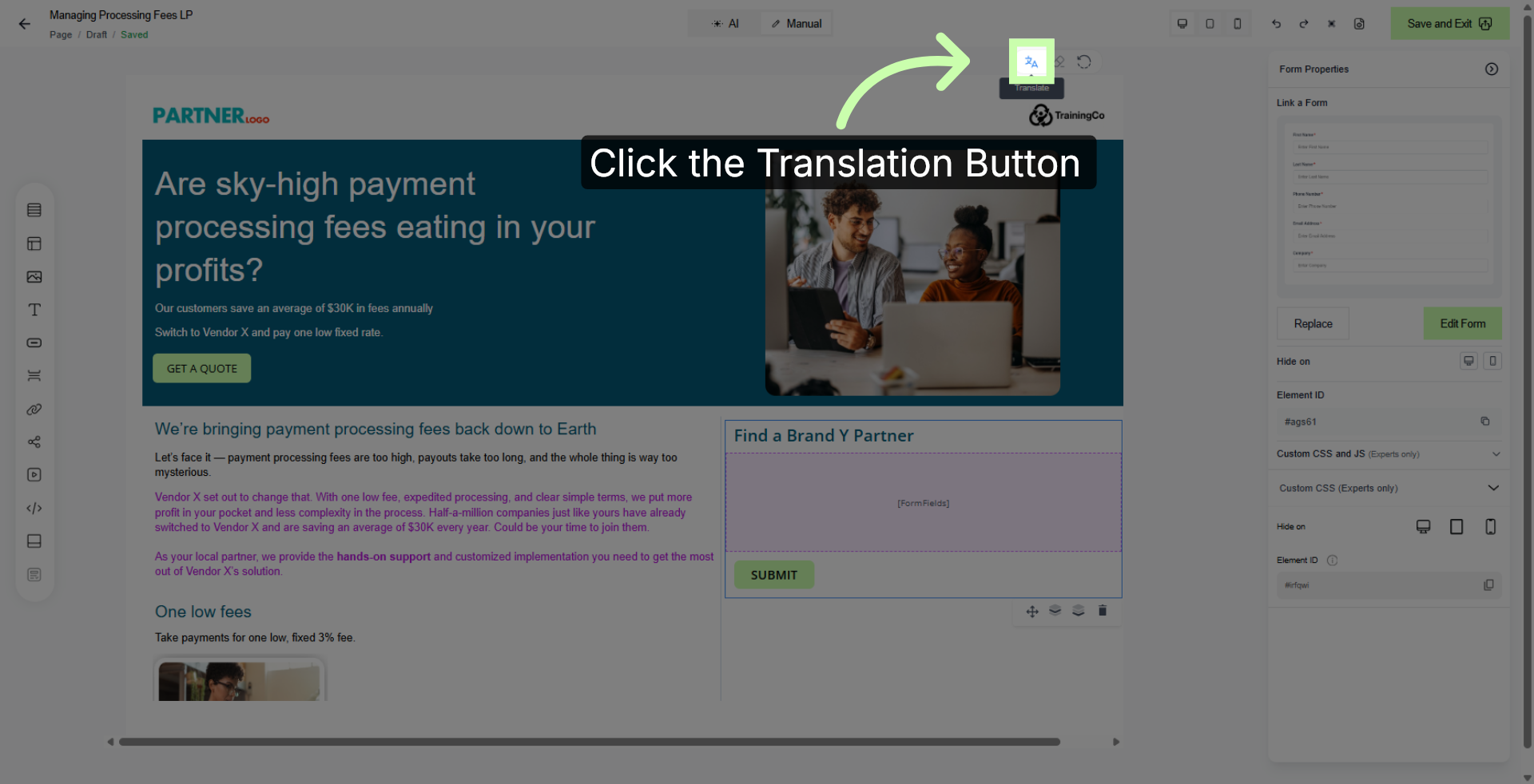 Click the Translate Button