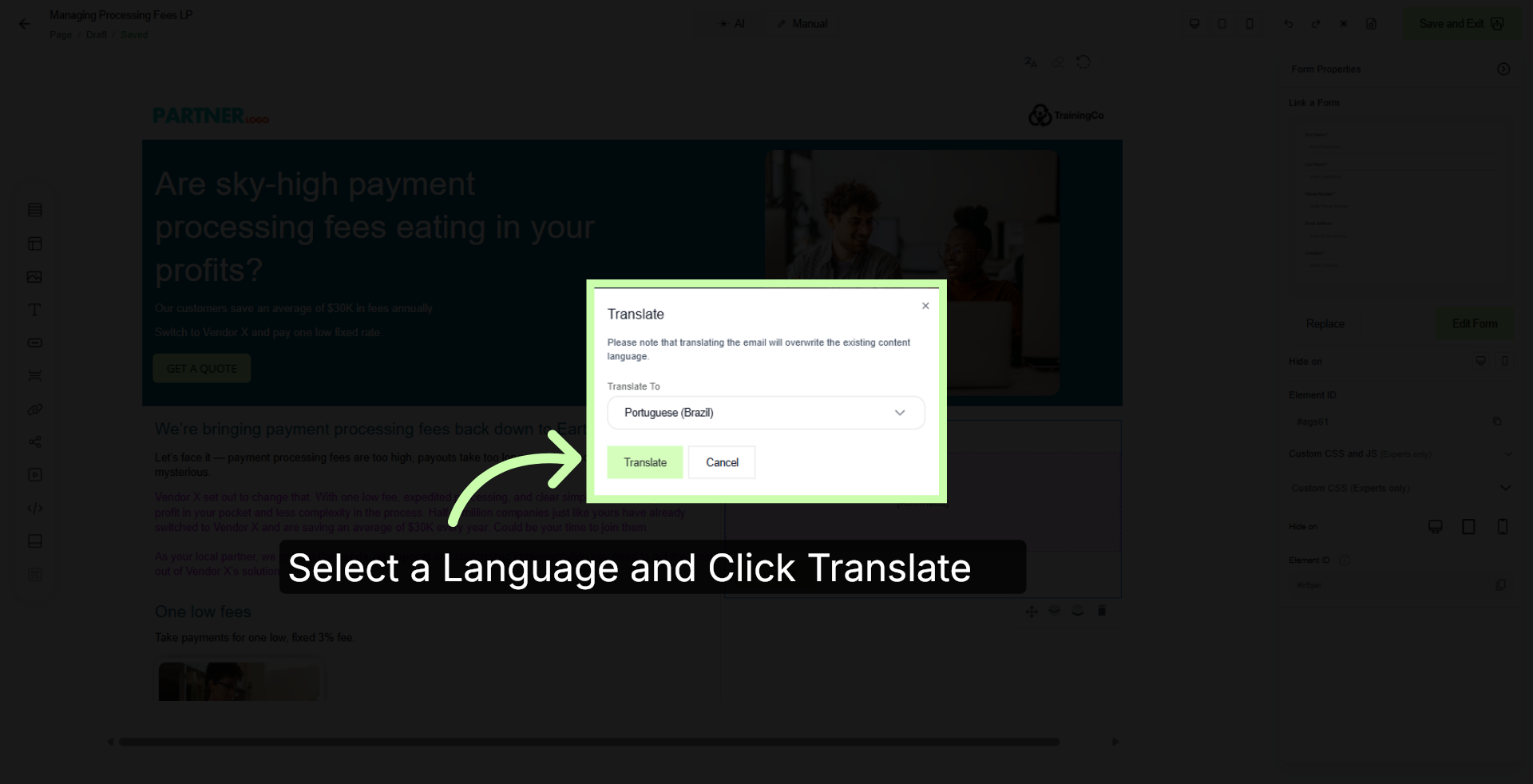 Translate Submit Button