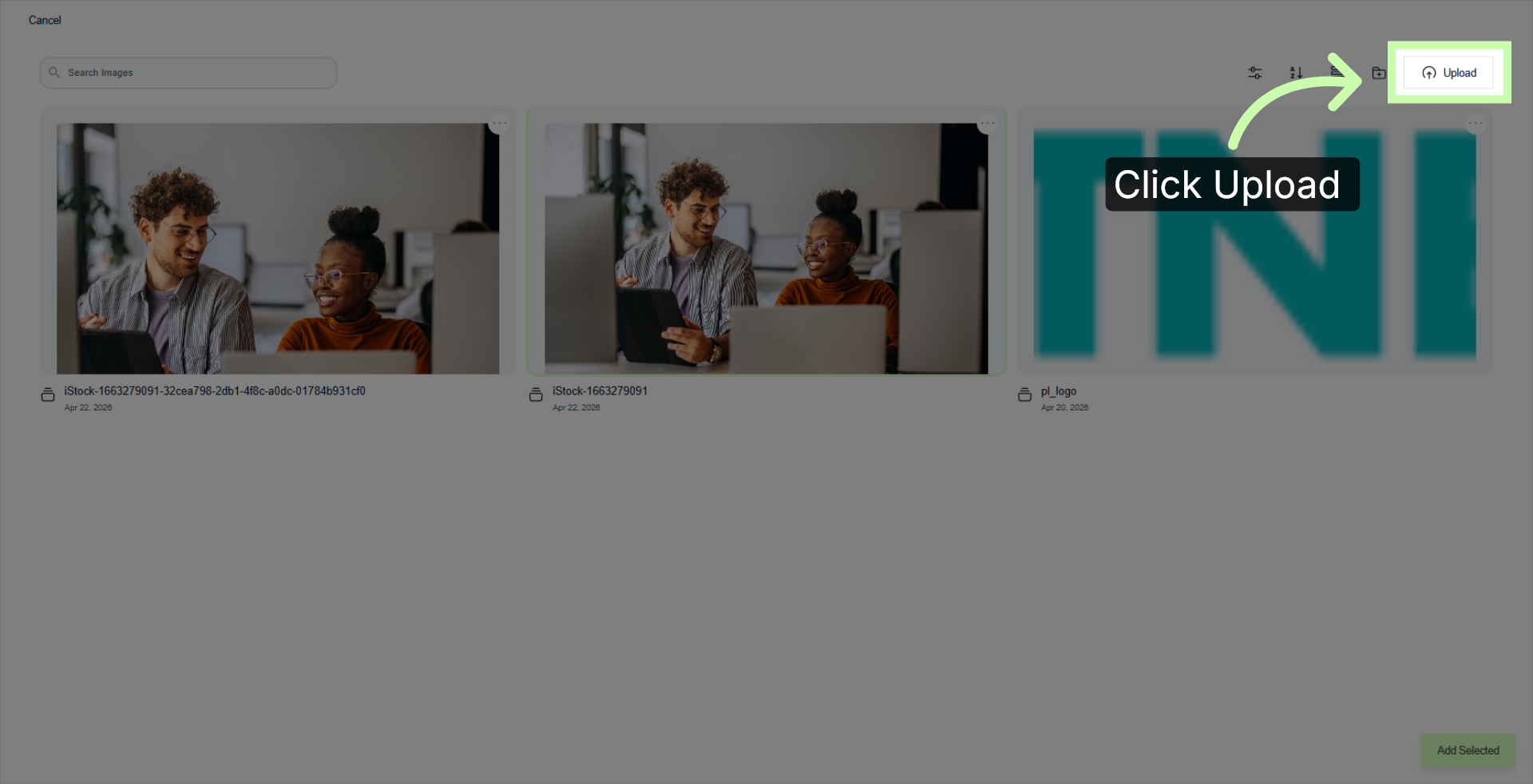 Click Upload