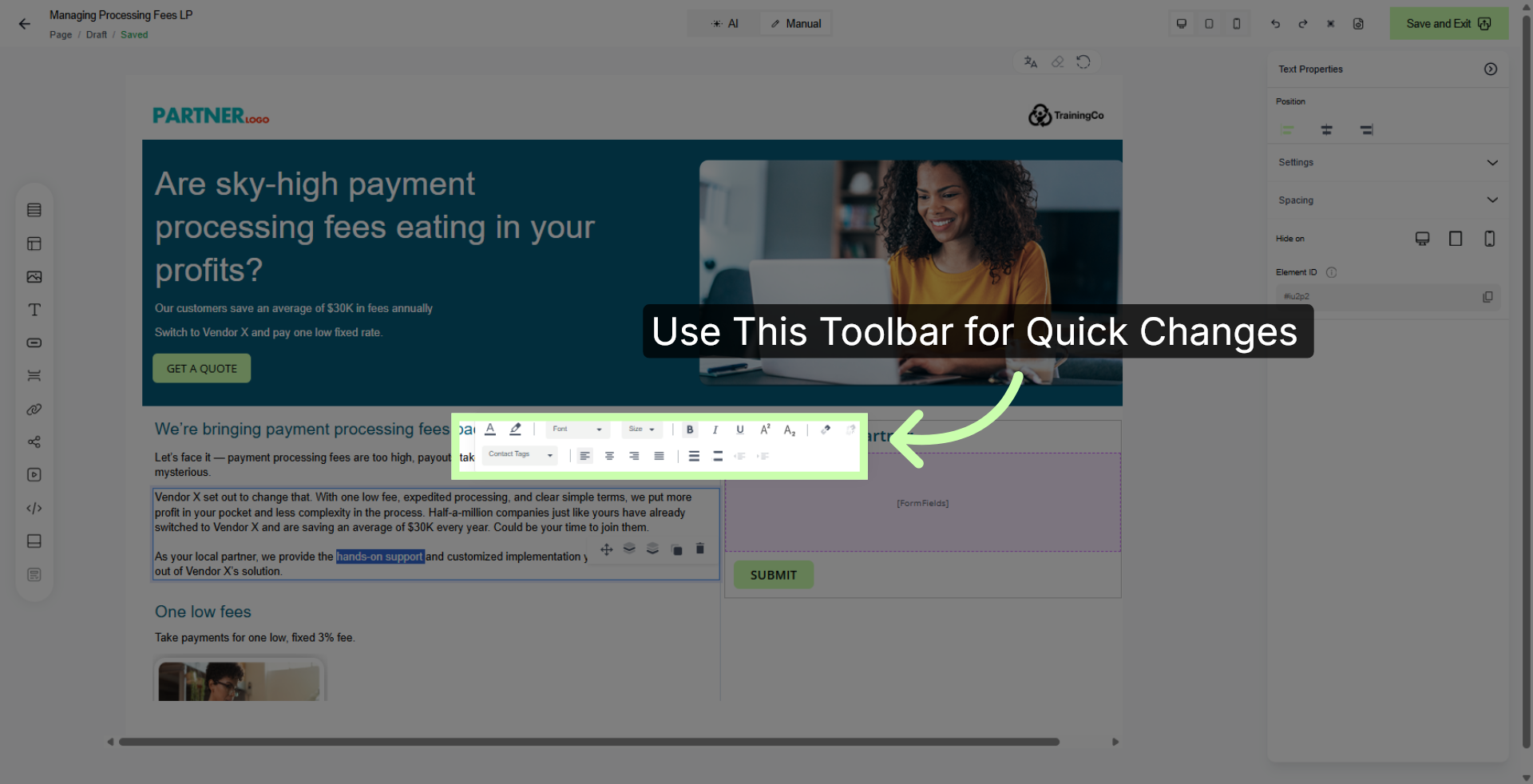 Use the Toolbar for Quick Edits