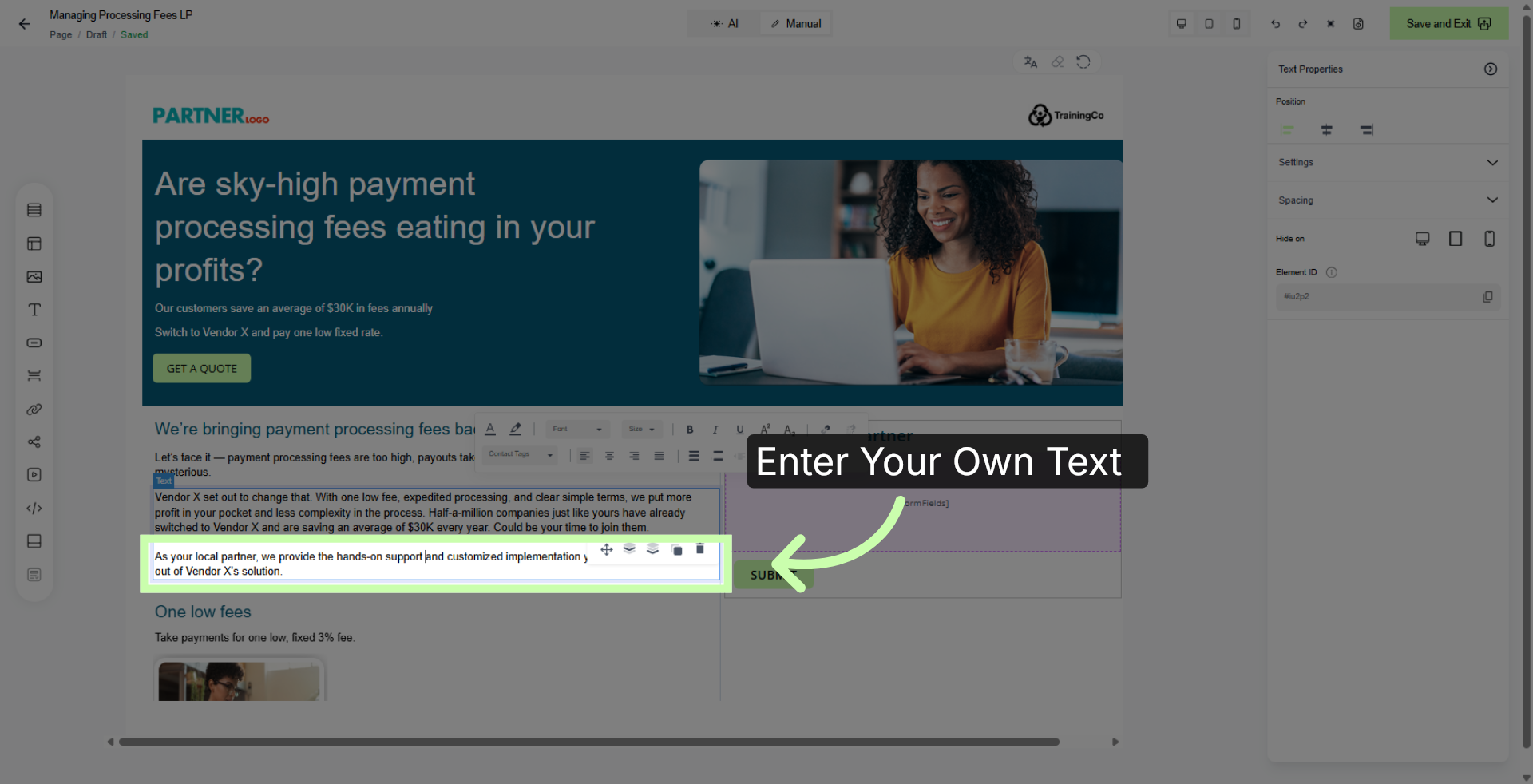 Enter your own Content