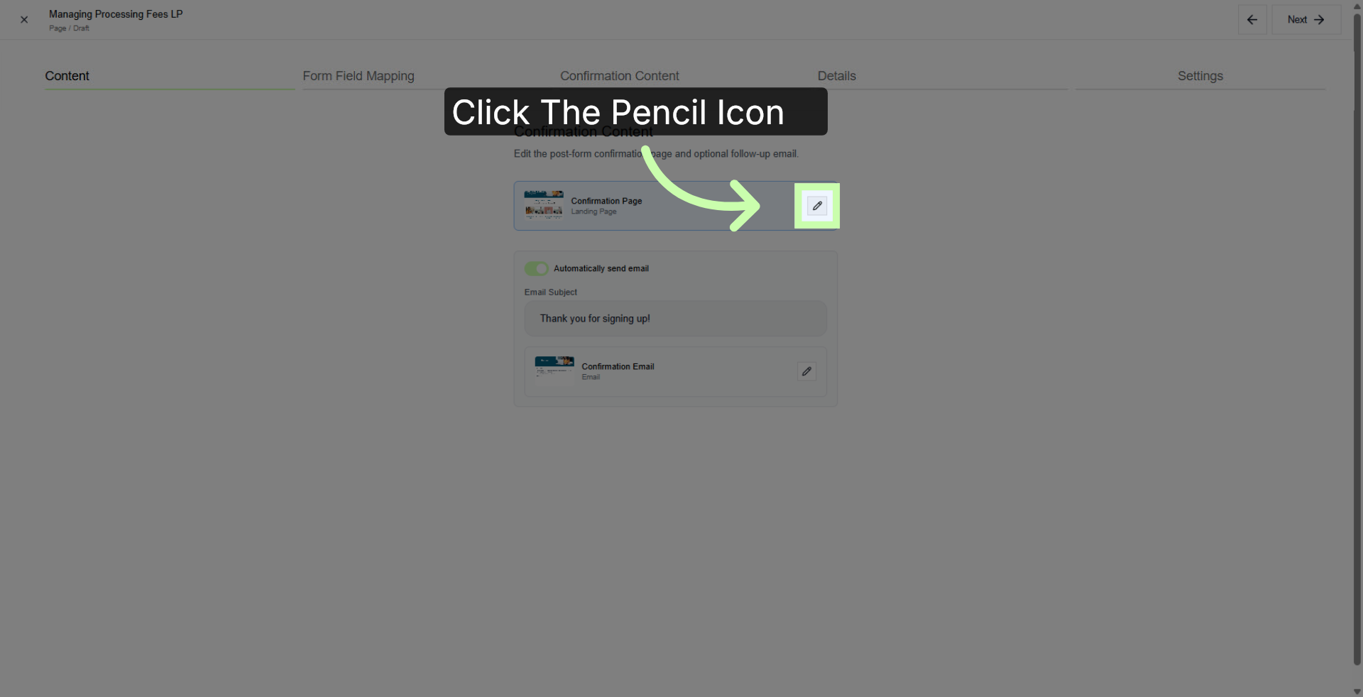 Edit Confirmation Page