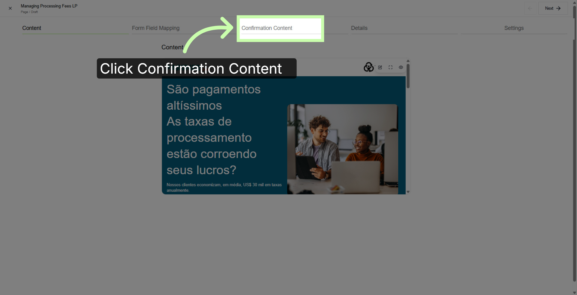 Open Confirmation Content