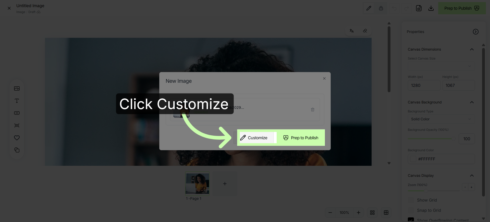 Open Customization Options