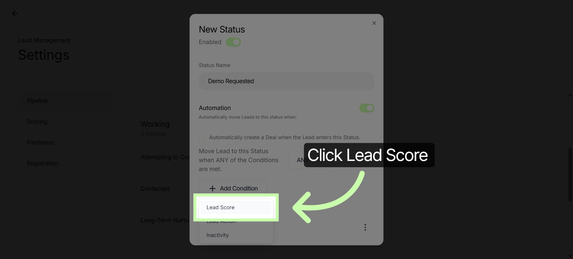 Choose Lead Score Condition