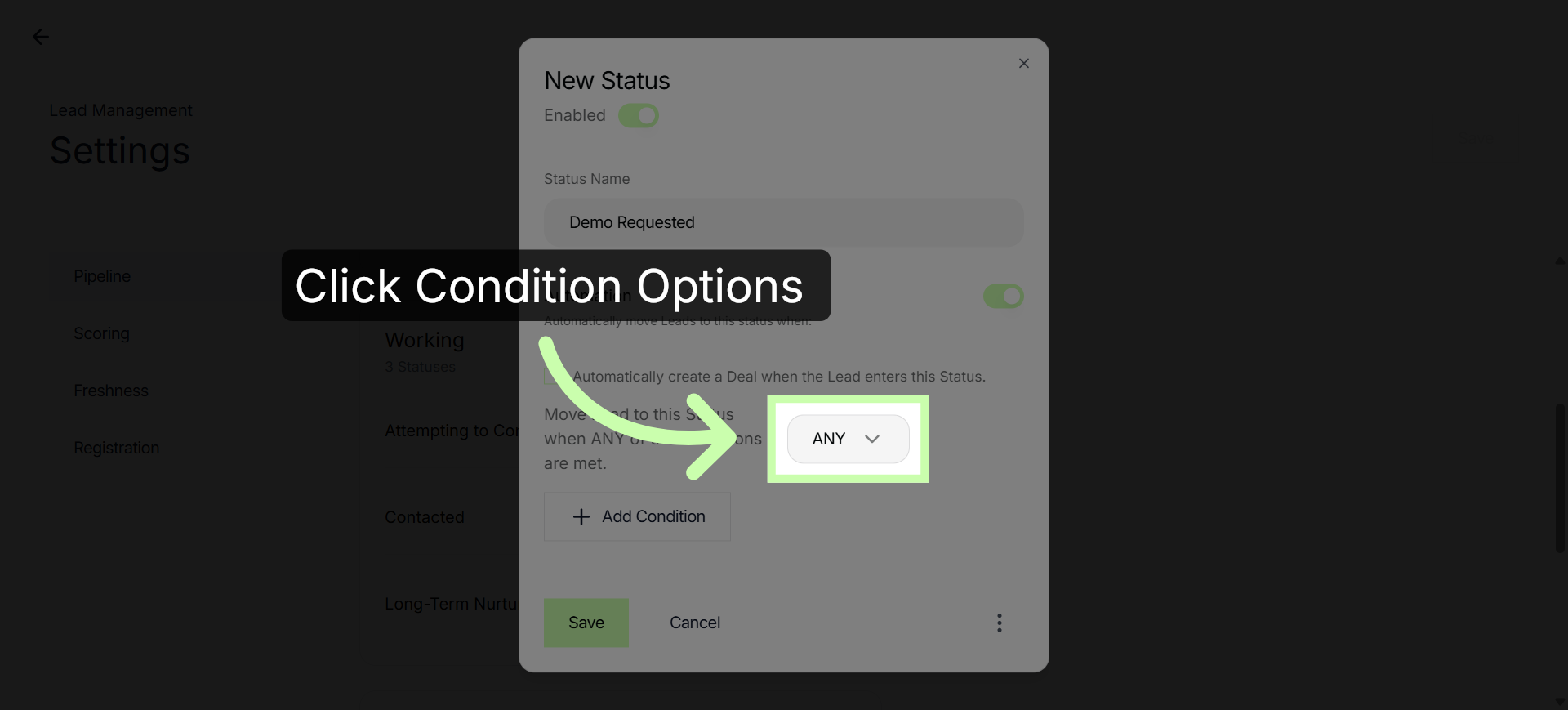 Open Condition Options