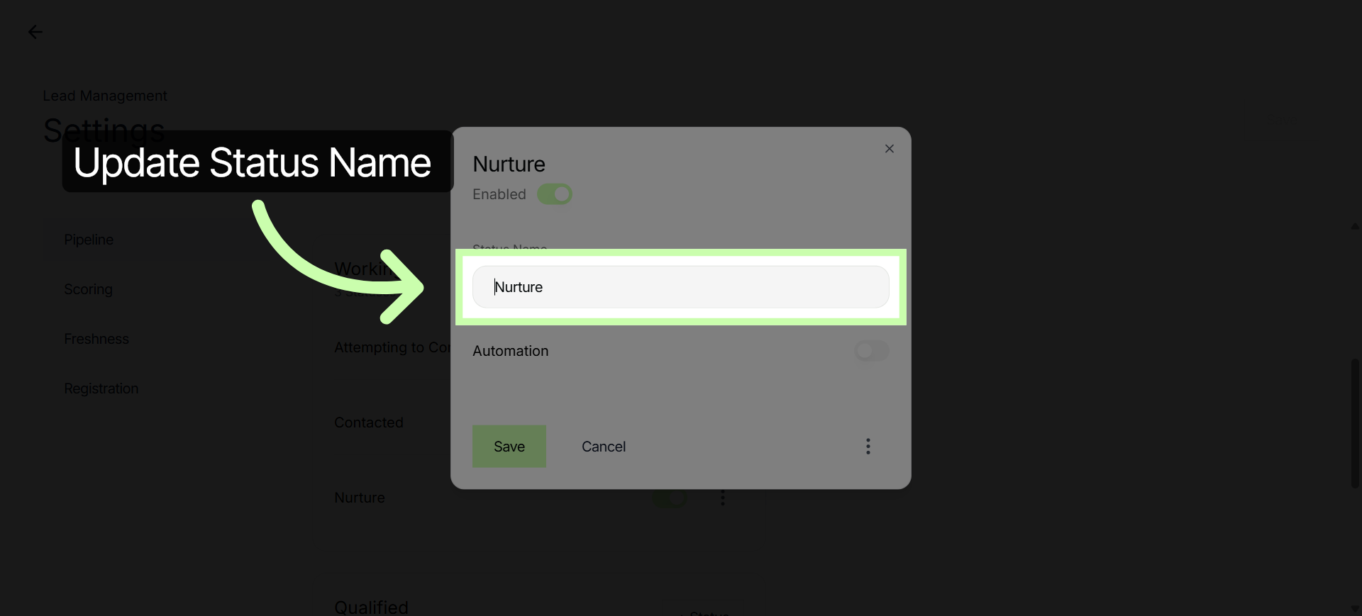 Select Status Name Field