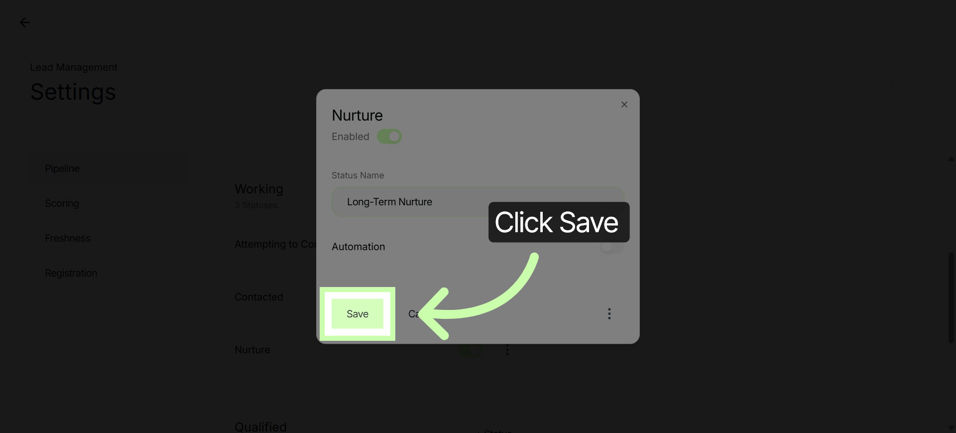 Save Status Changes