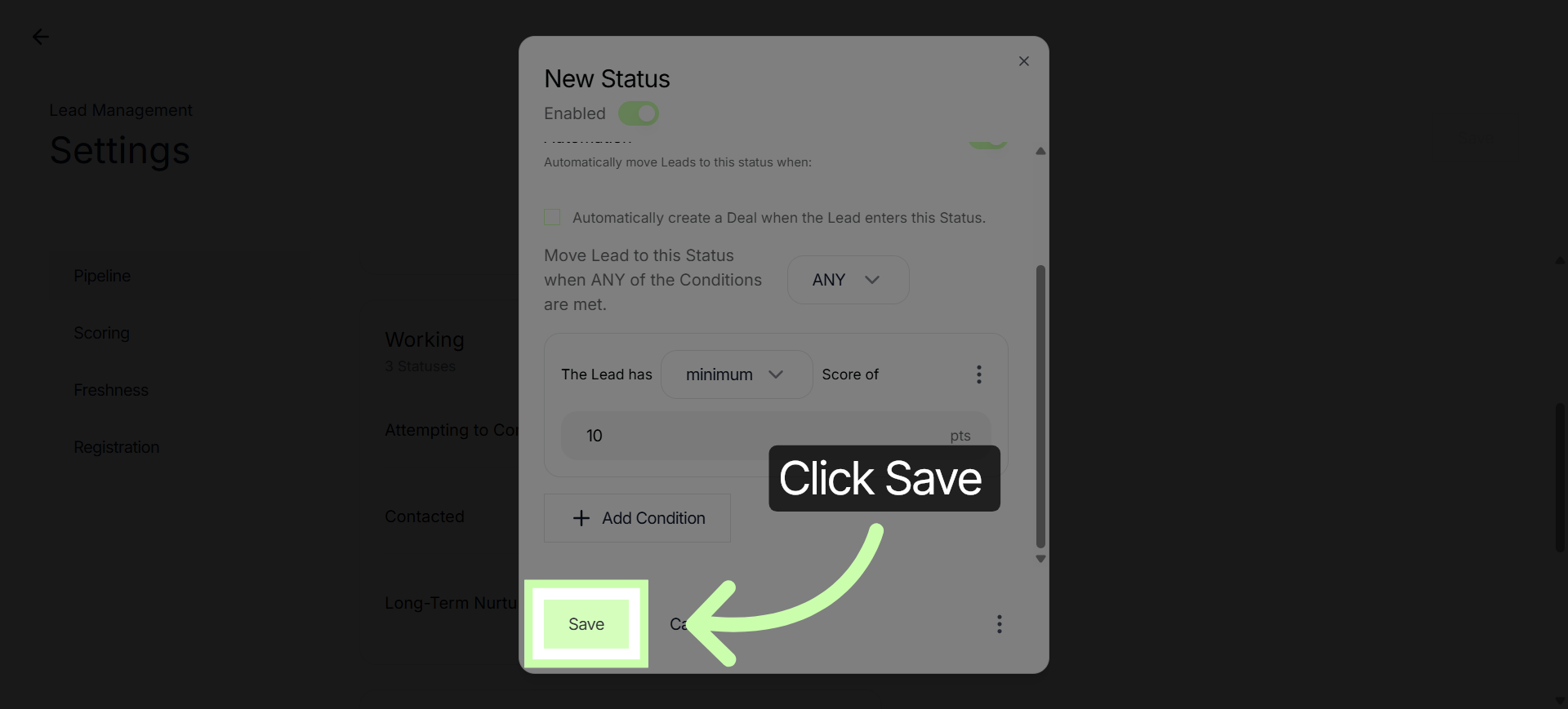 Save New Status