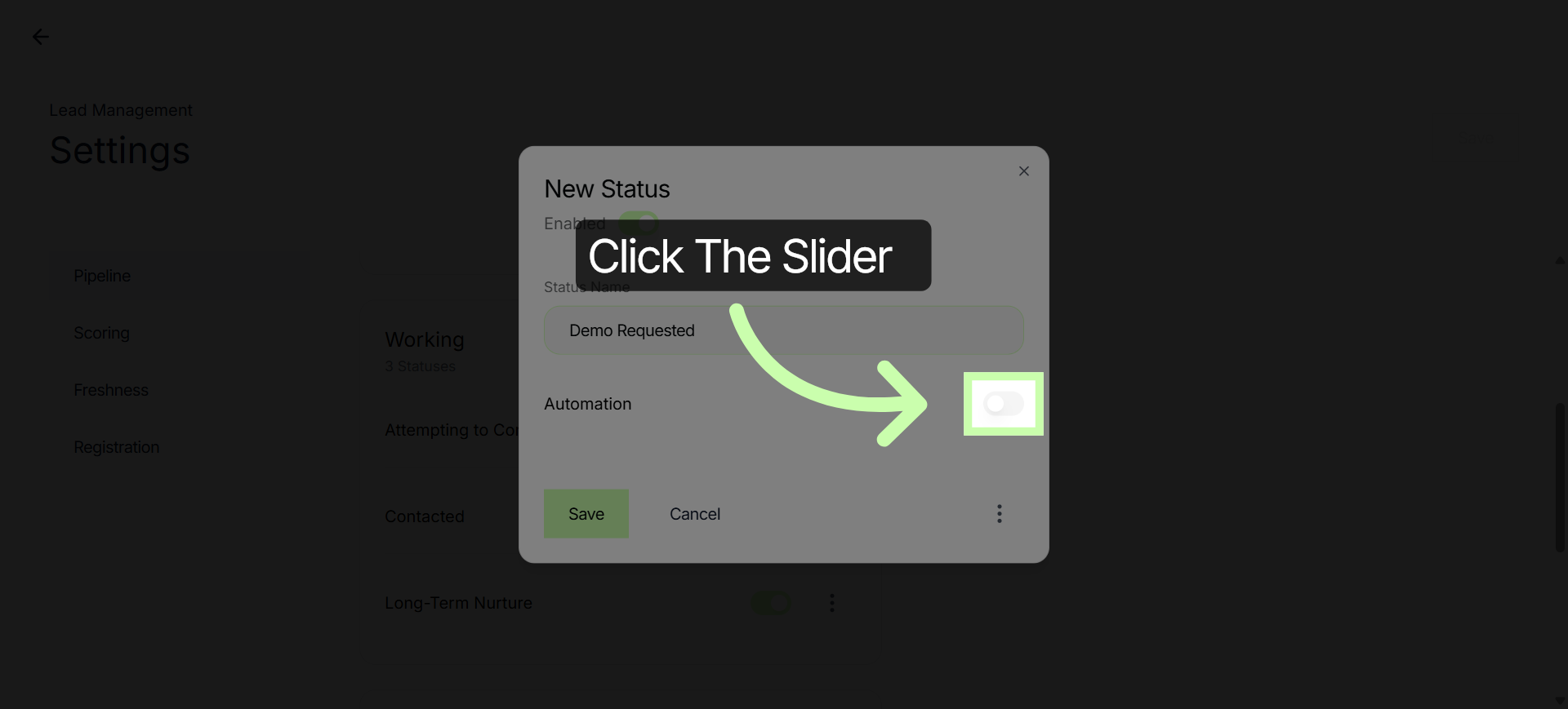 Enable New Status