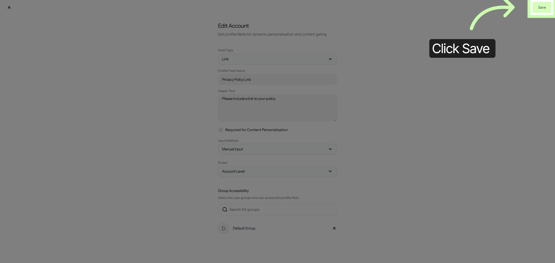 Save Account Field Changes