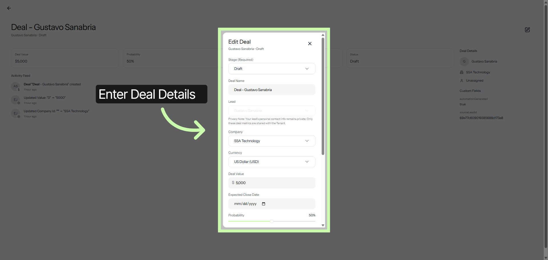Modify Deal Details