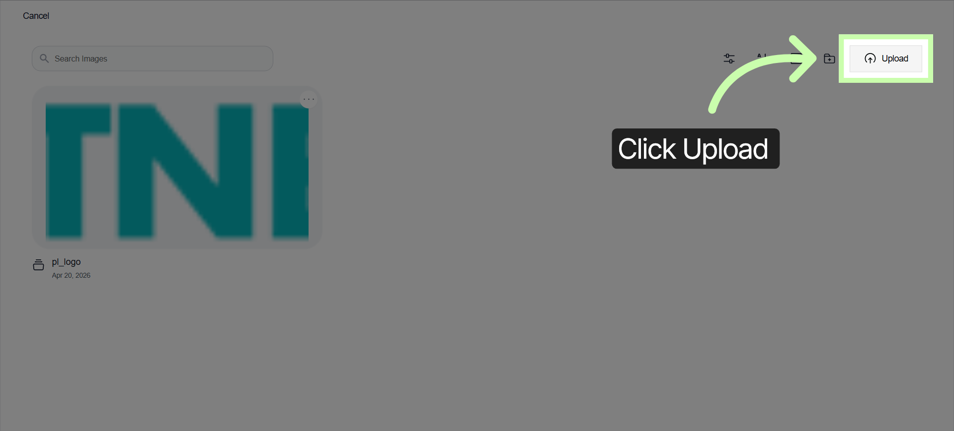 Click Upload