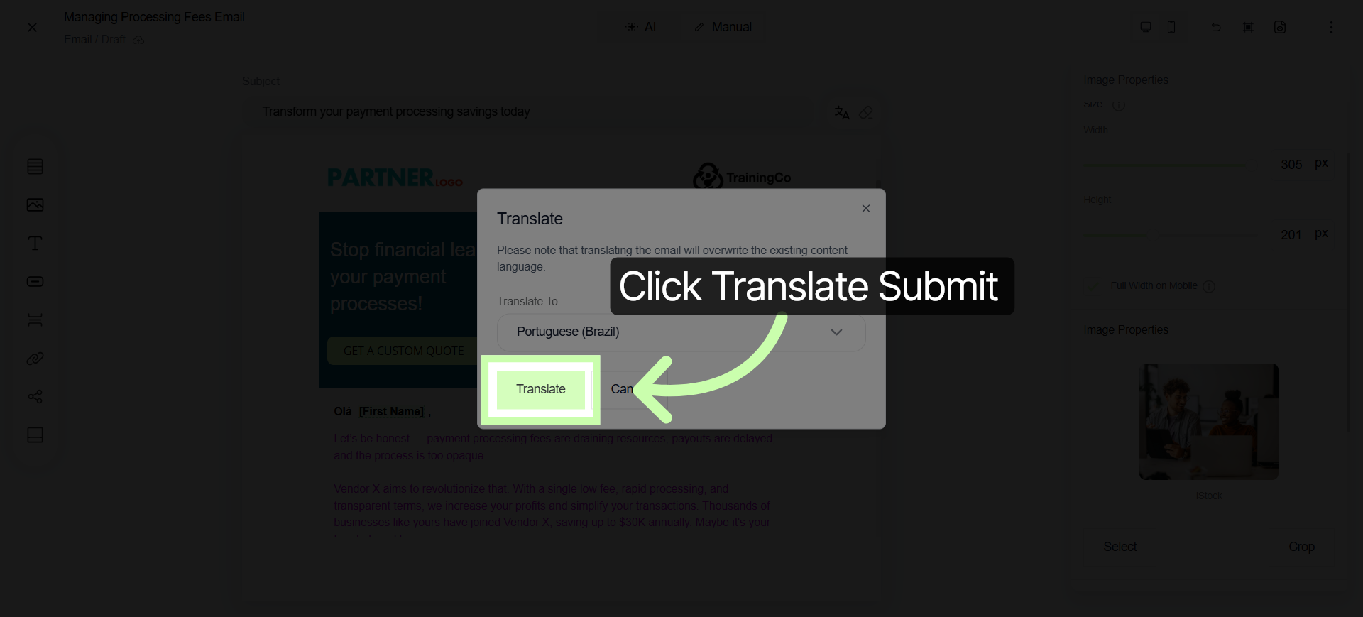 Translate Submit Button