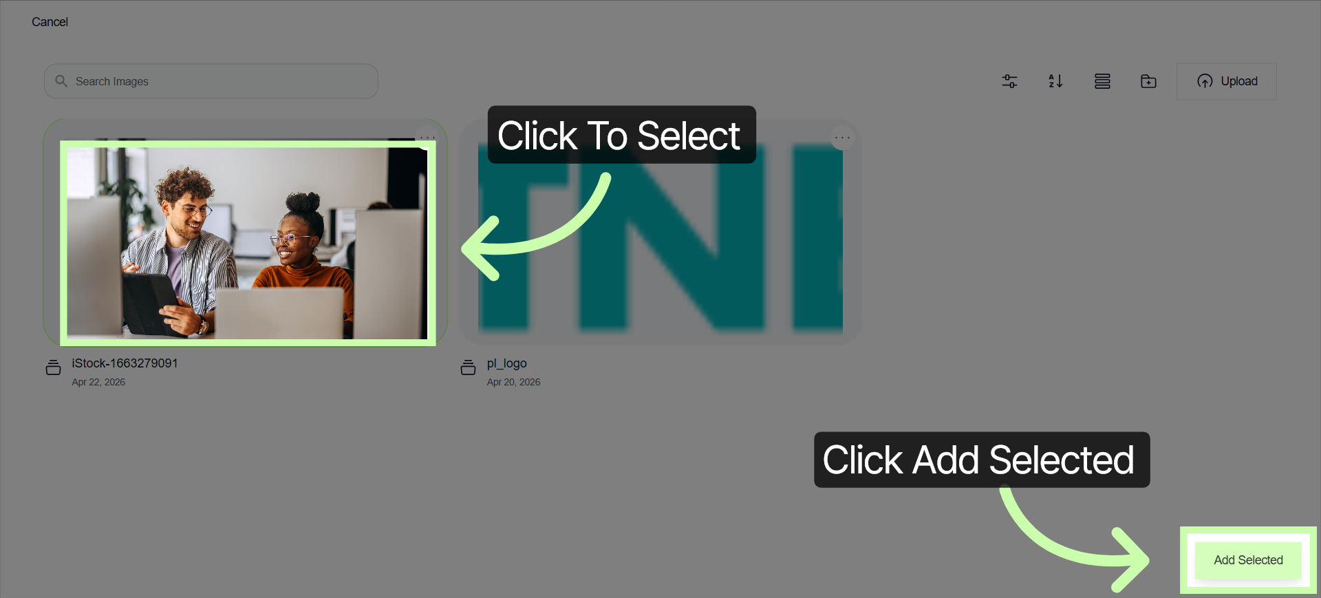 Add Selected Image