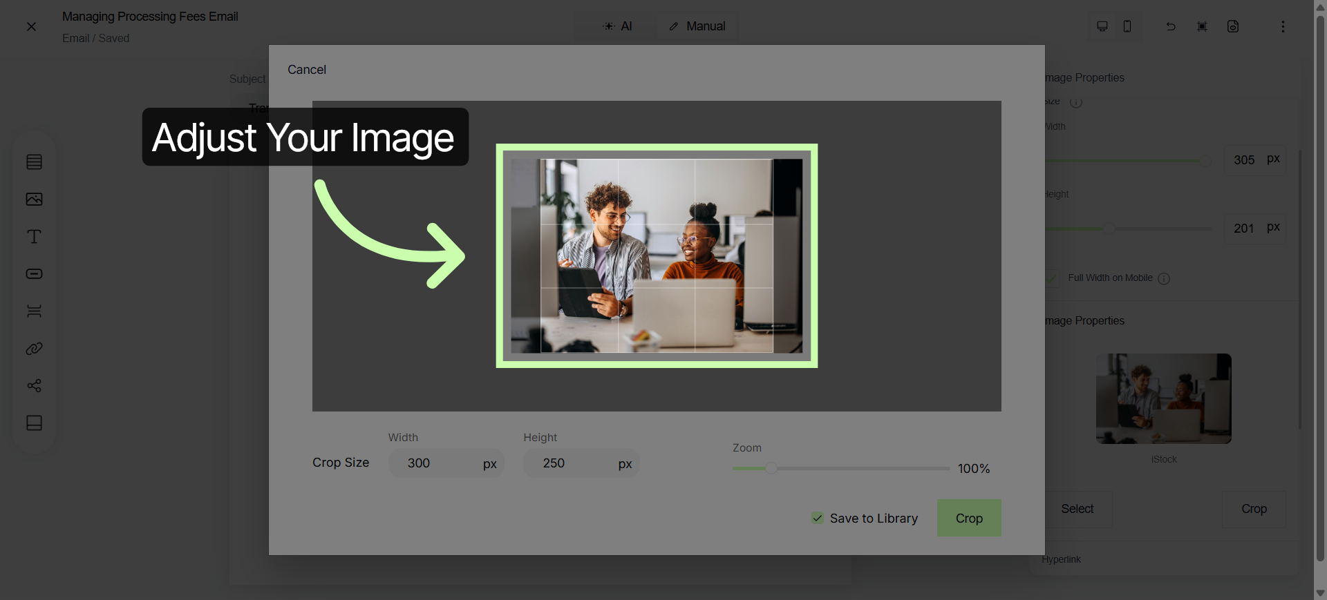 Interact with Crop Tool
