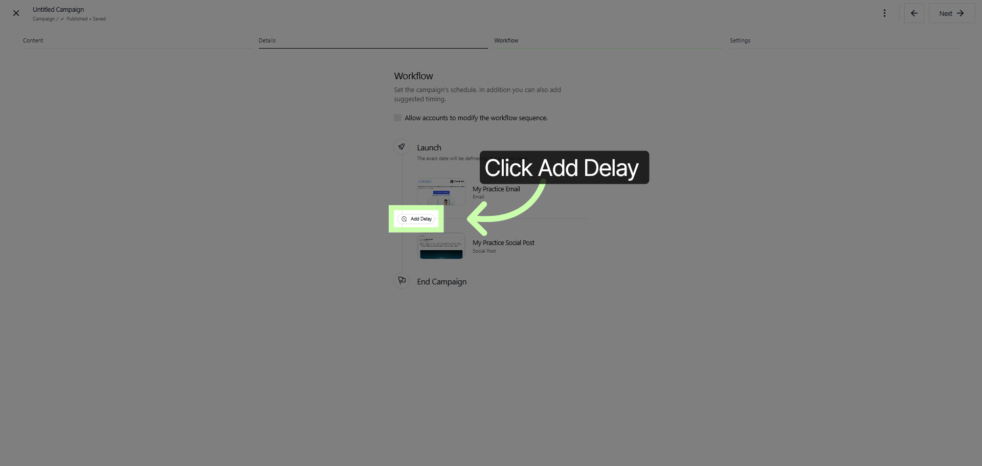 Add Delay to Campaign