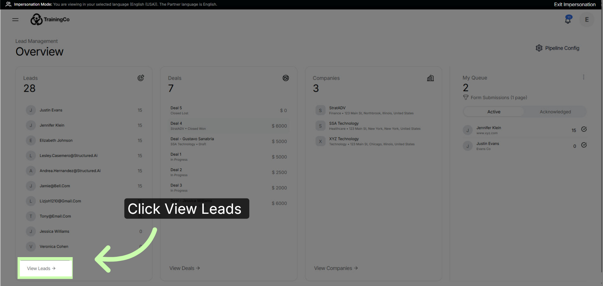 Access Lead Management Dashboard