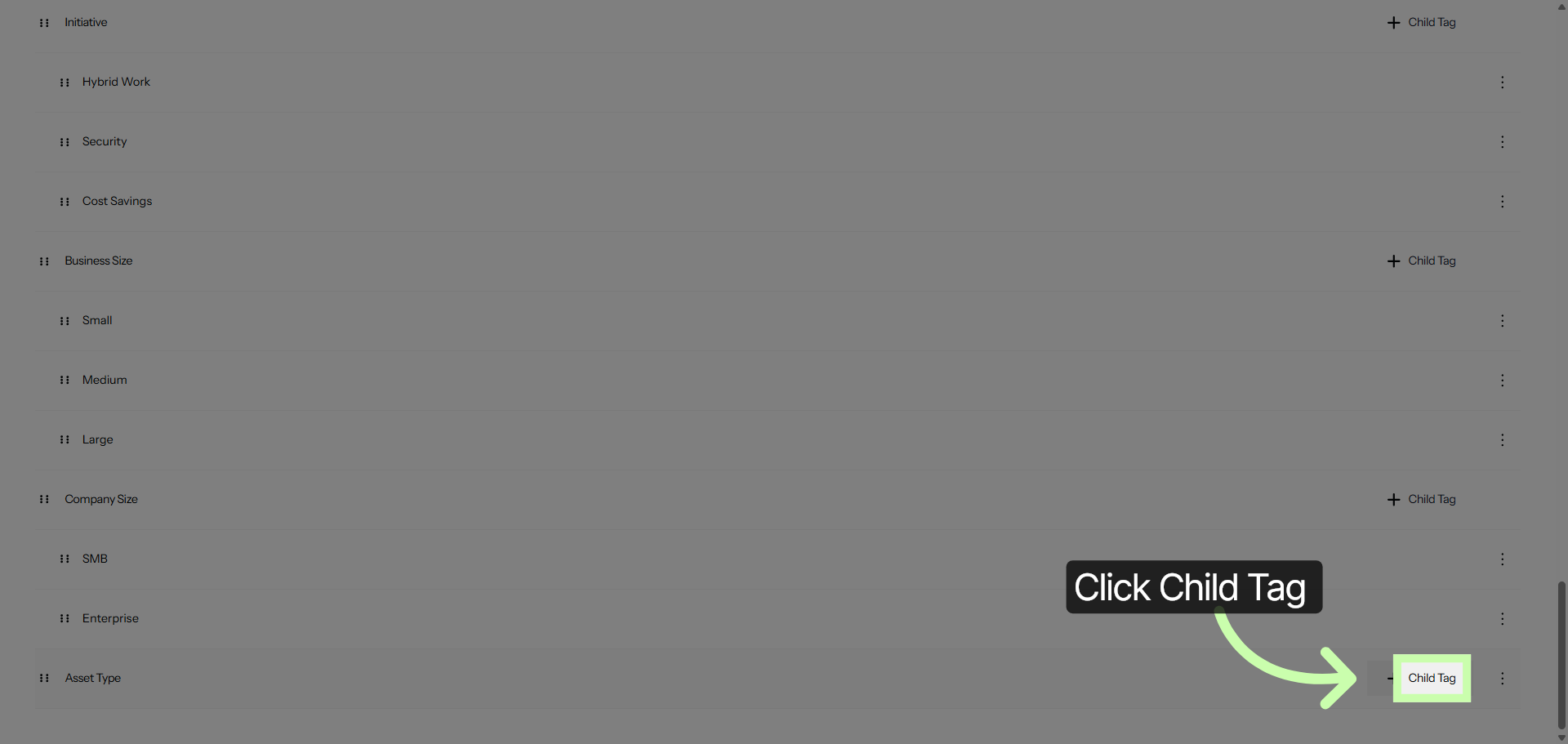 Add Child Tag