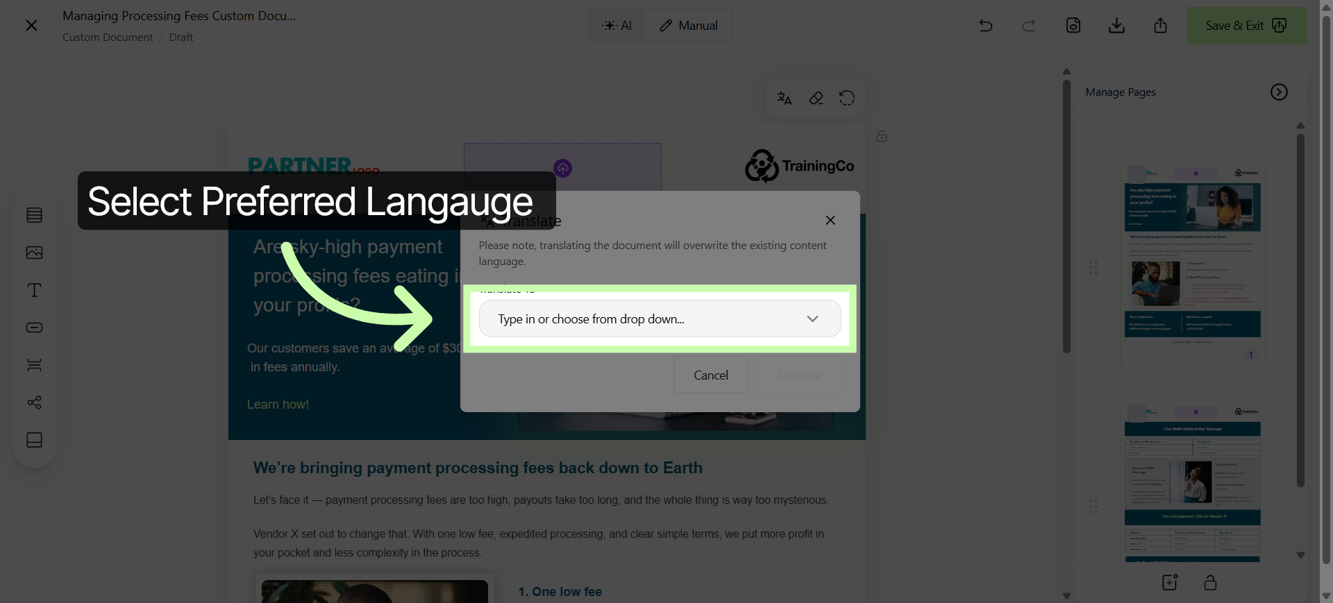 Select Language Dropdown