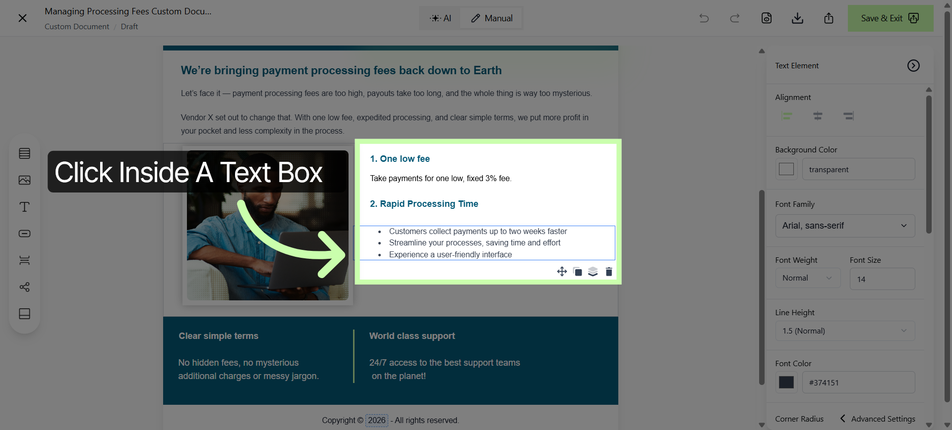 Click Text Box To Customize