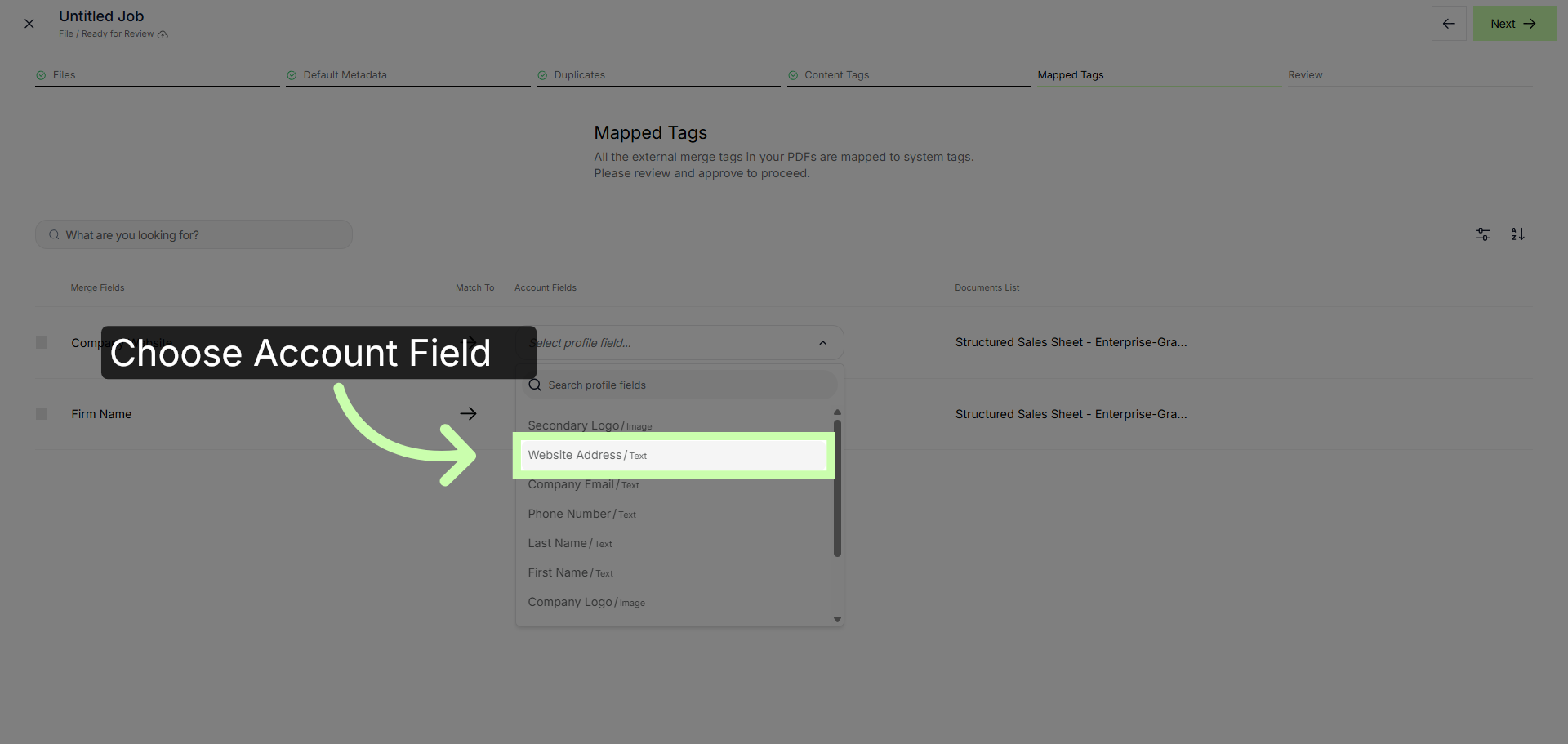 Choose Website Address Field