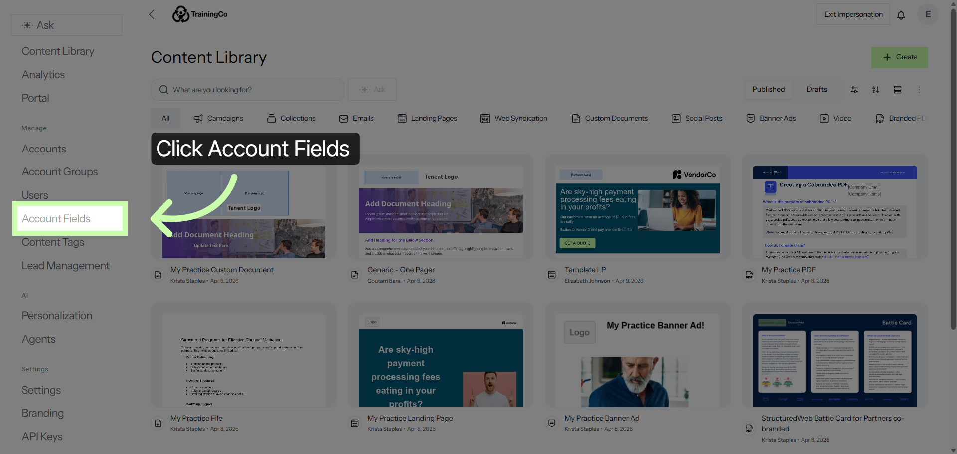 Open Account Fields Section