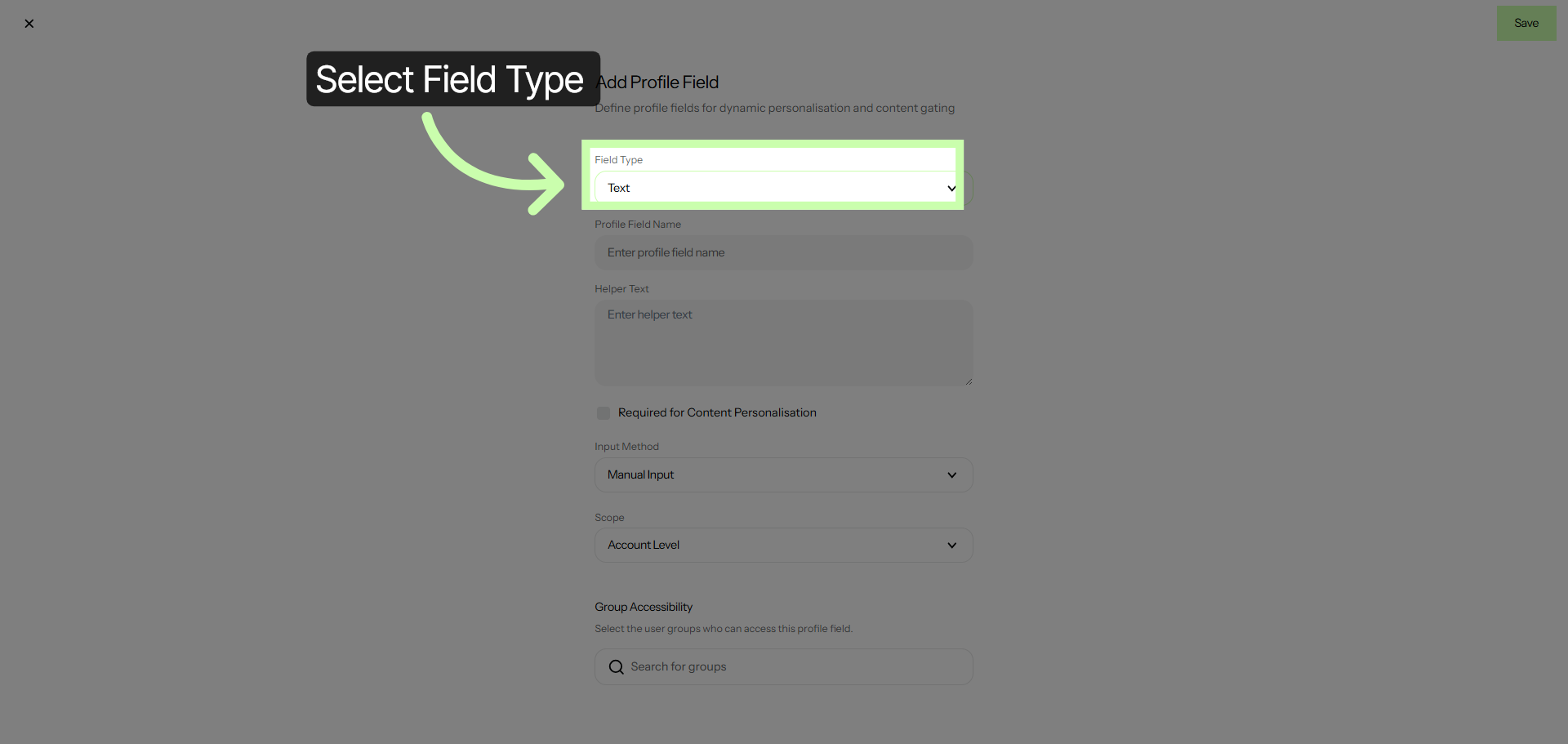 Open Field Type Options