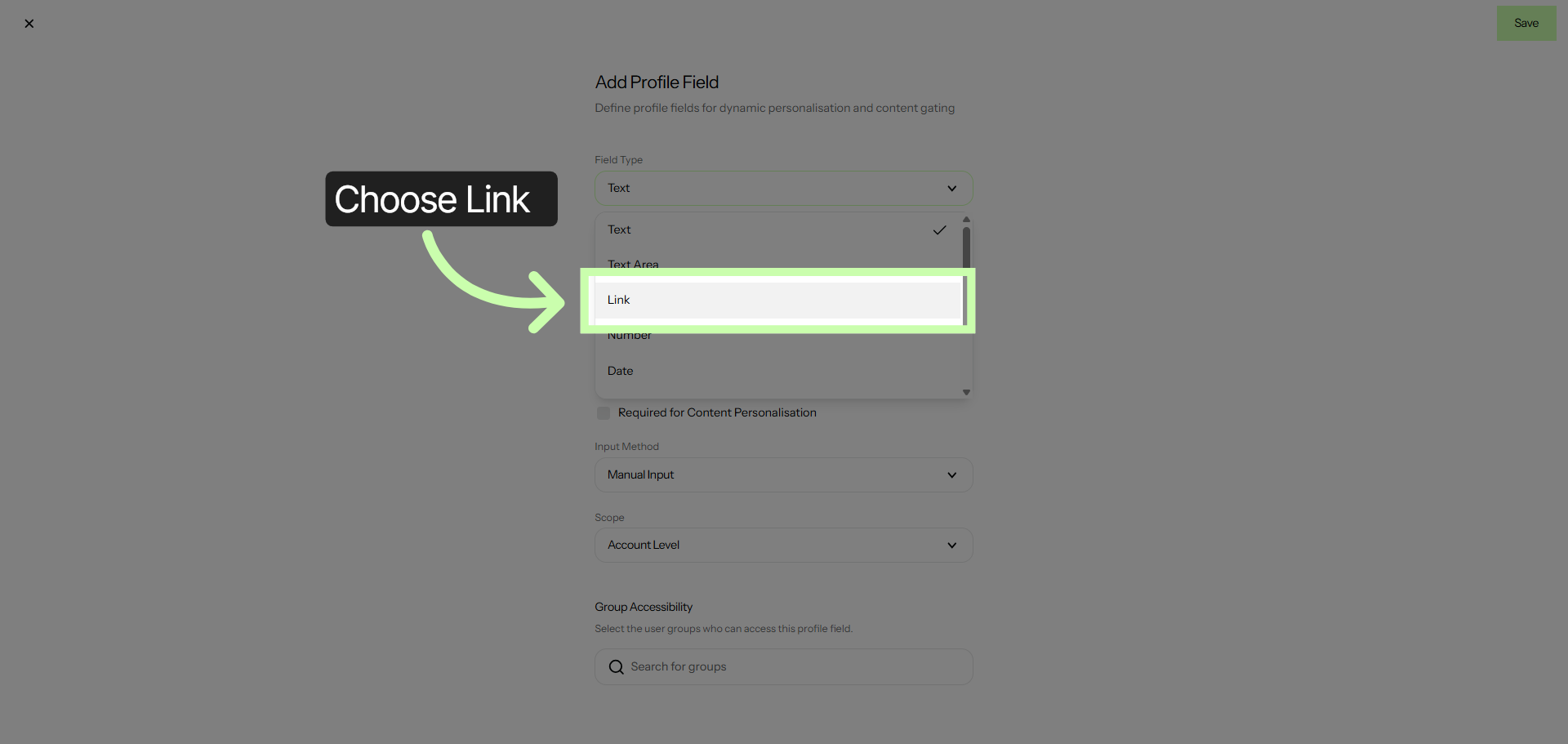 Choose Link Field Type