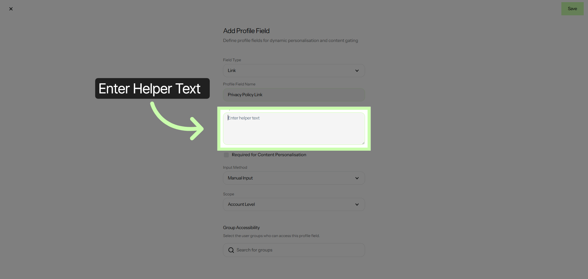 Add Helper Text